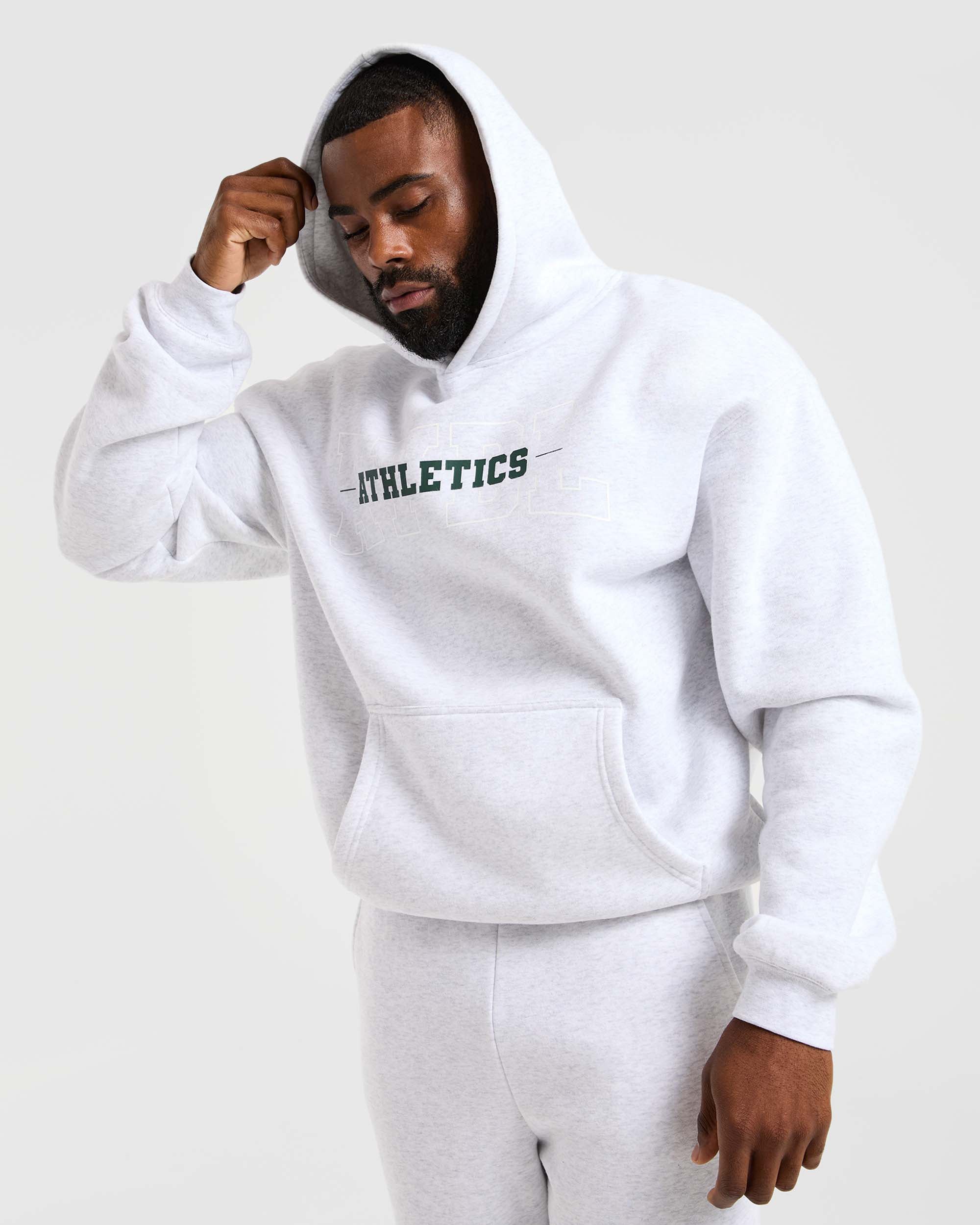 Athletics Oversized Hoodie - Grey Marl