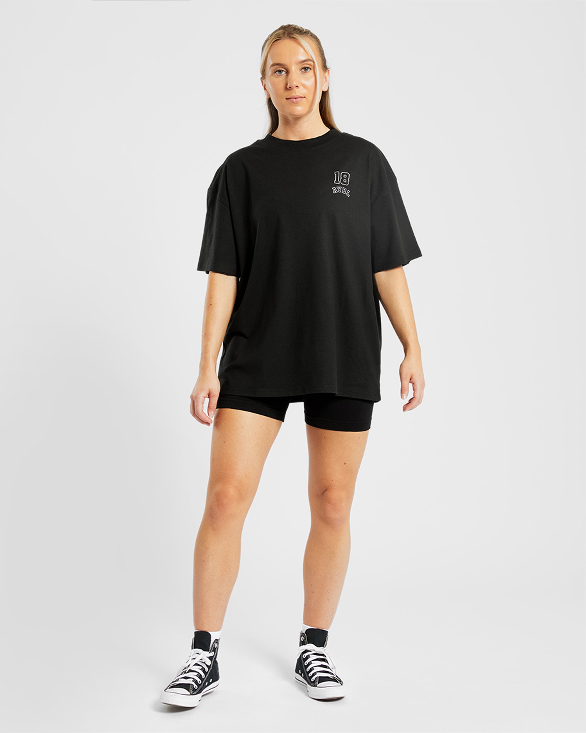 Athletics Kettlebell Übergroßes T-Shirt – Schwarz