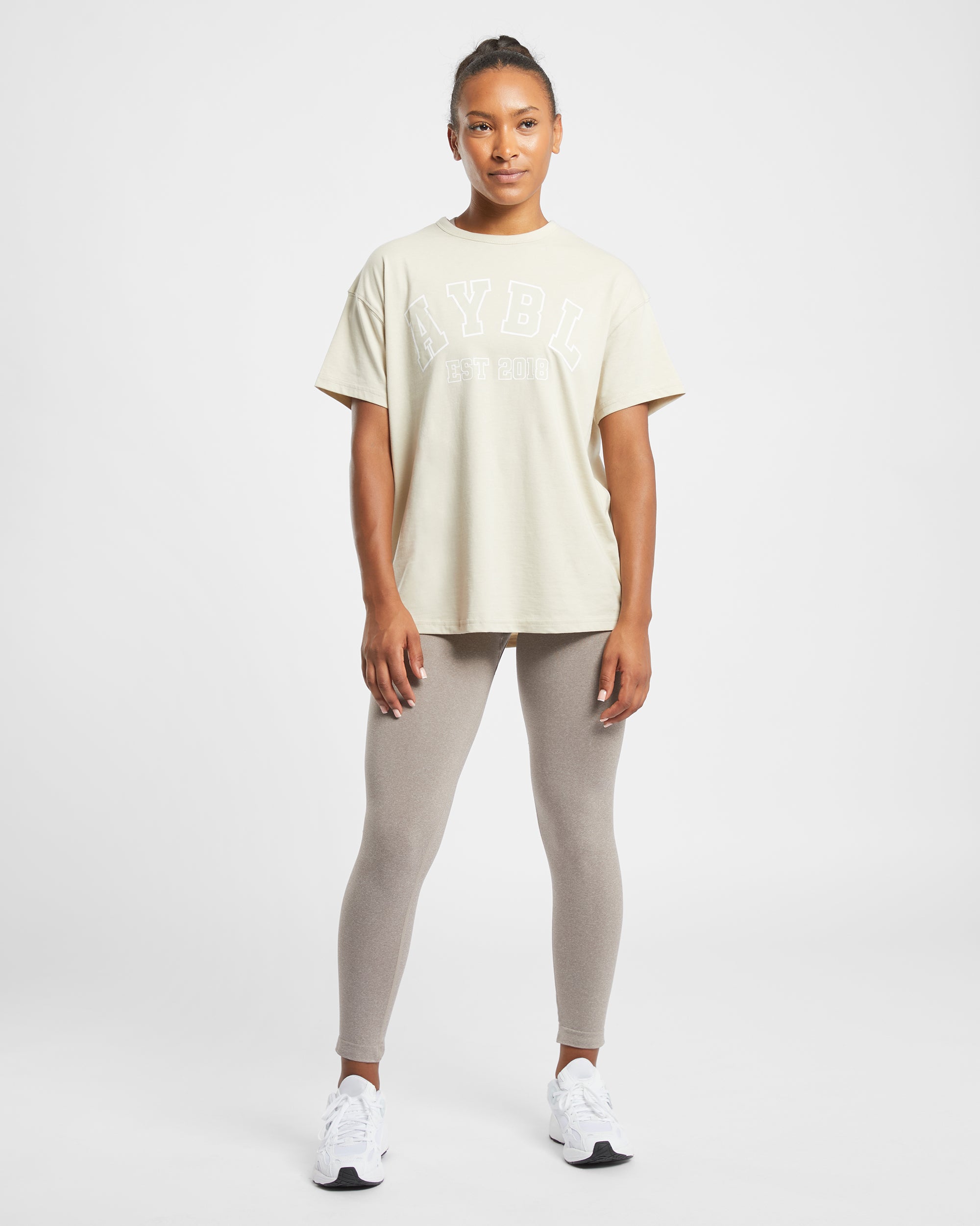 Varsity Oversized T Shirt - Beige