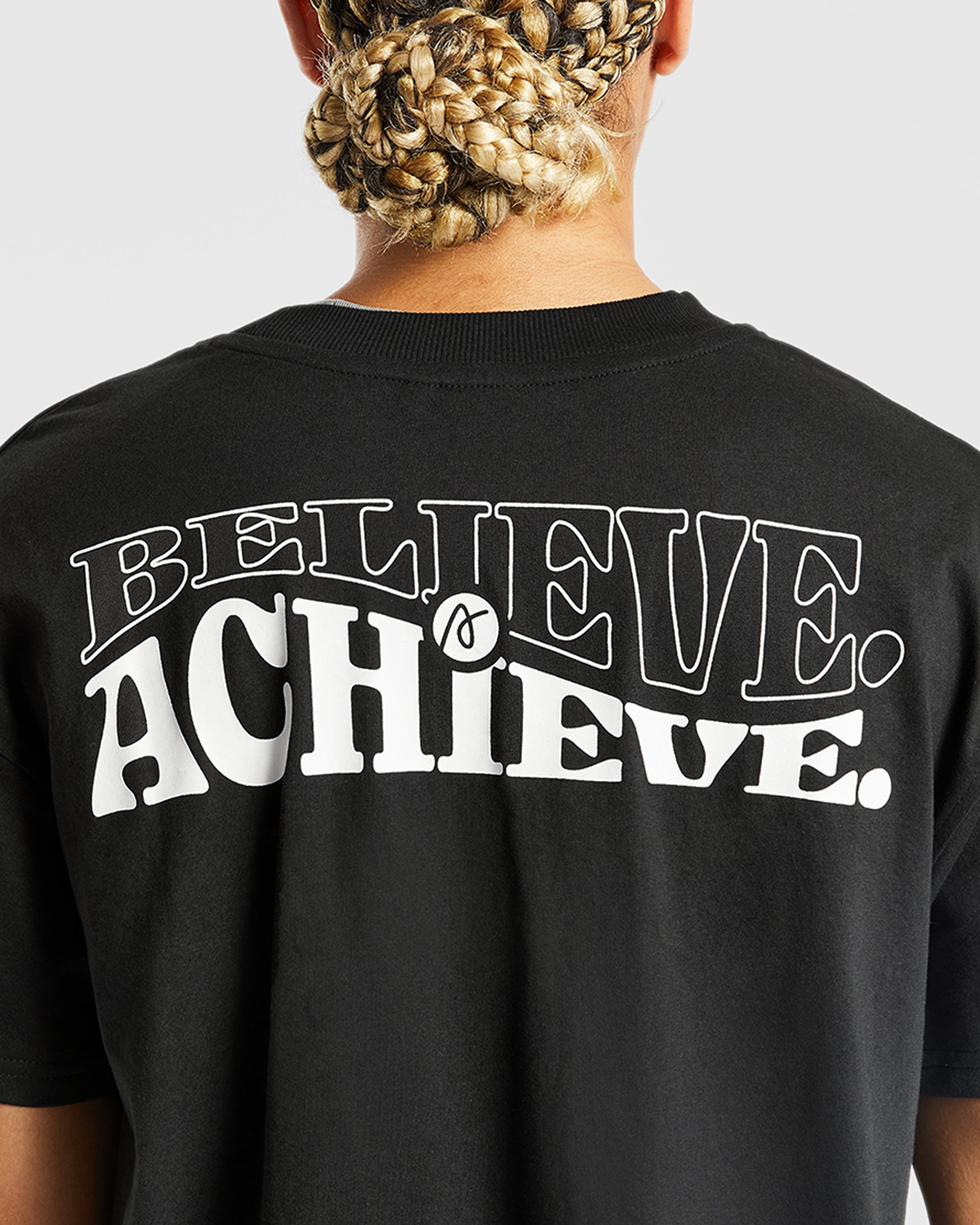 T shirt surdimensionné Believe Achieve - Noir