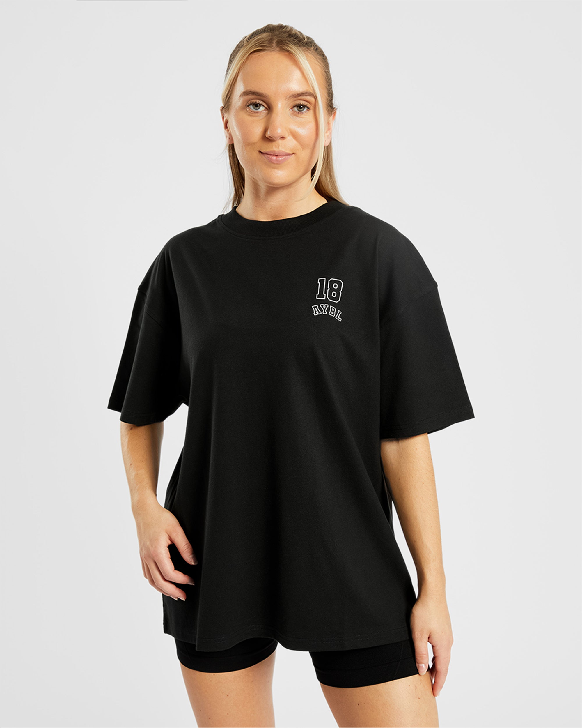 Athletics Kettlebell Übergroßes T-Shirt – Schwarz