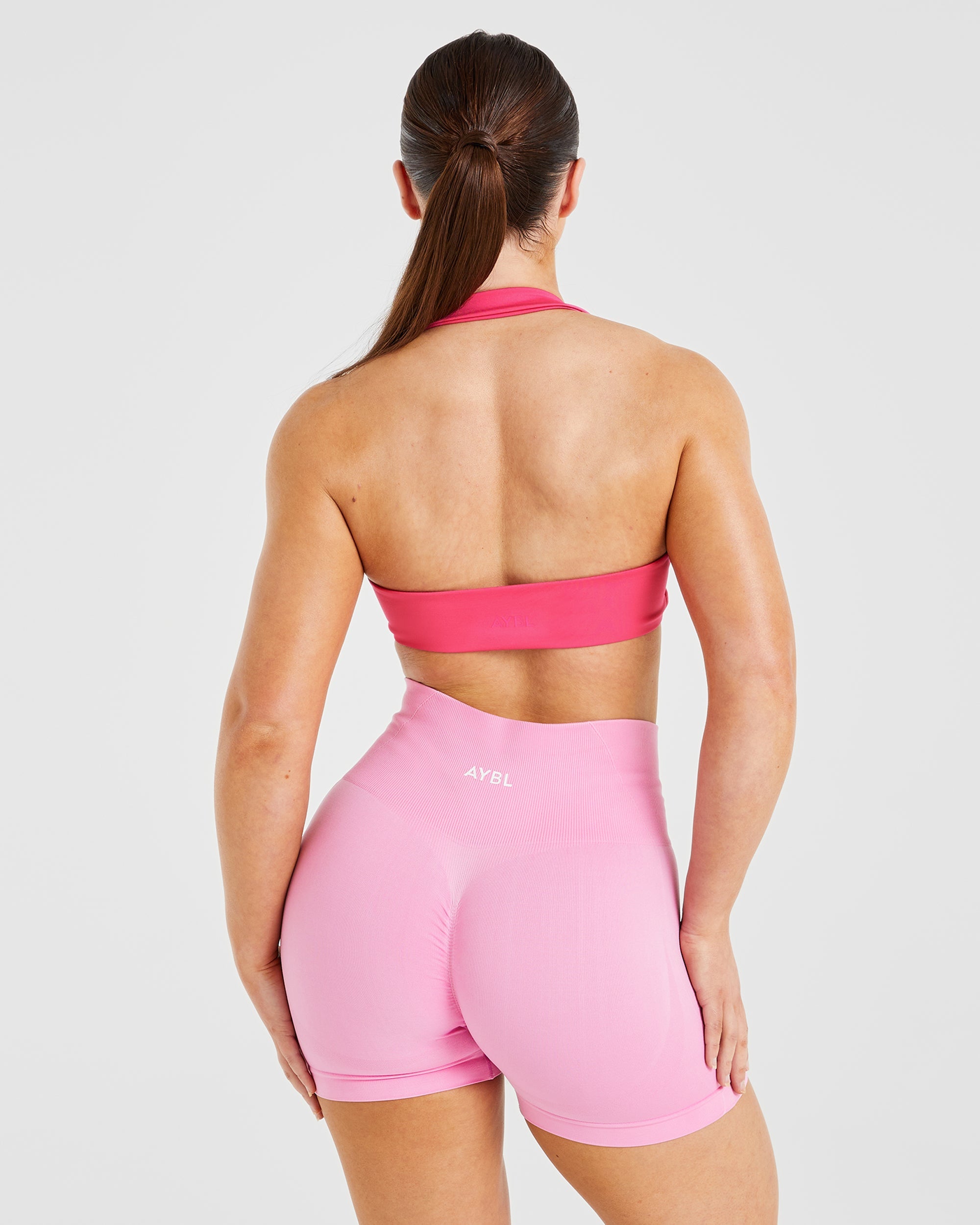 Essential Halterneck Sports Bra - Hot Pink