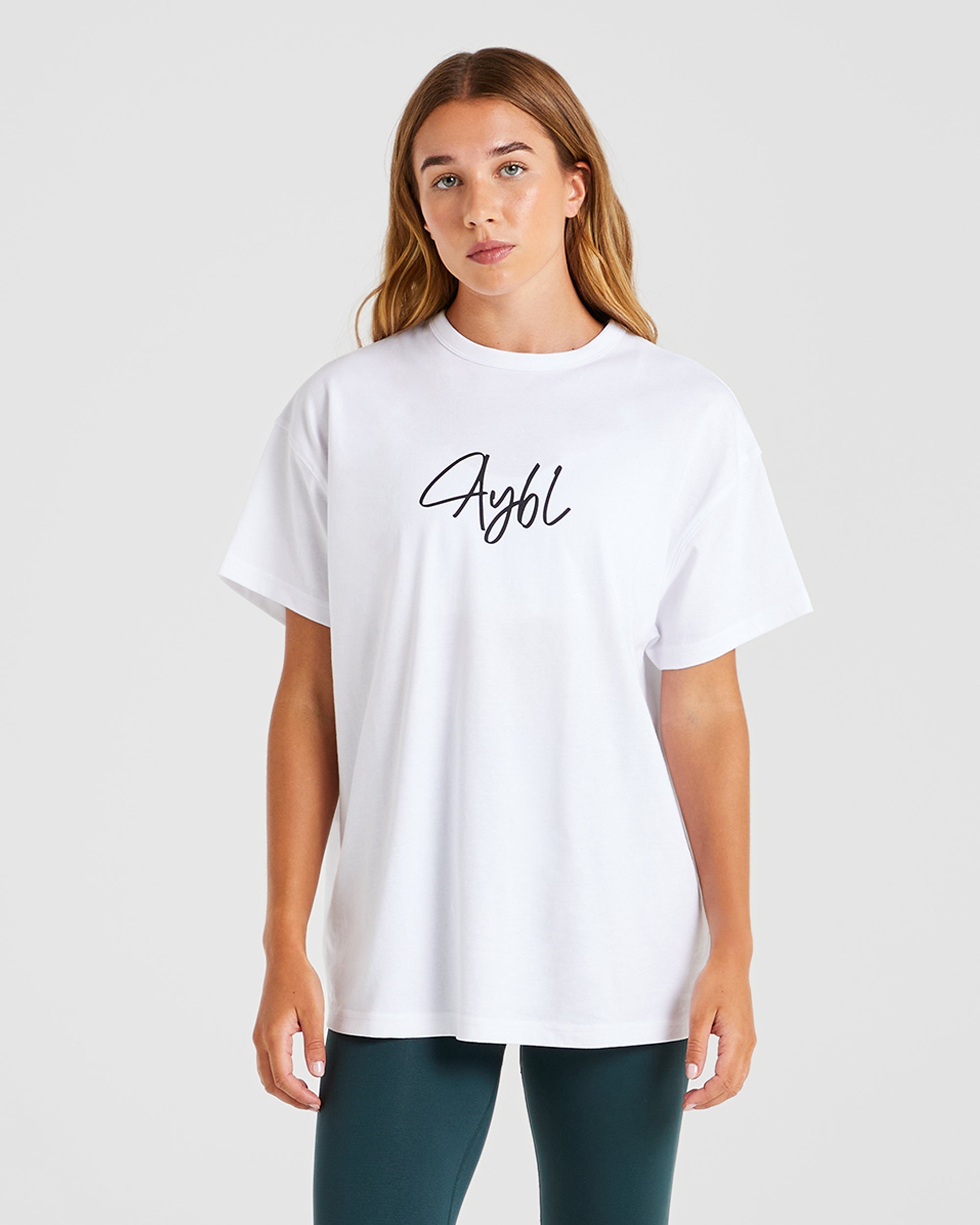 AYBL Script Oversized T Shirt - White