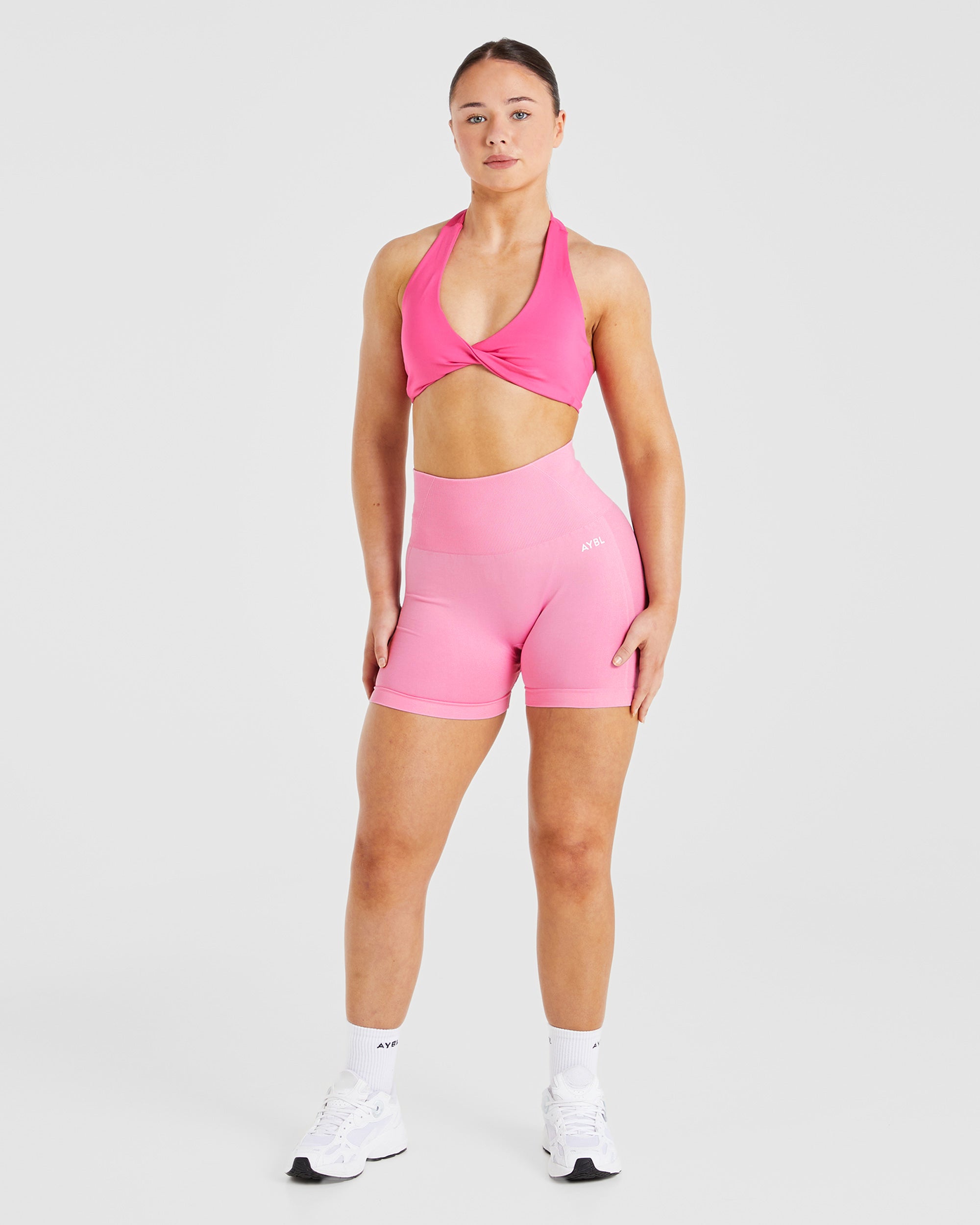 Essential Halterneck Sports Bra - Hot Pink