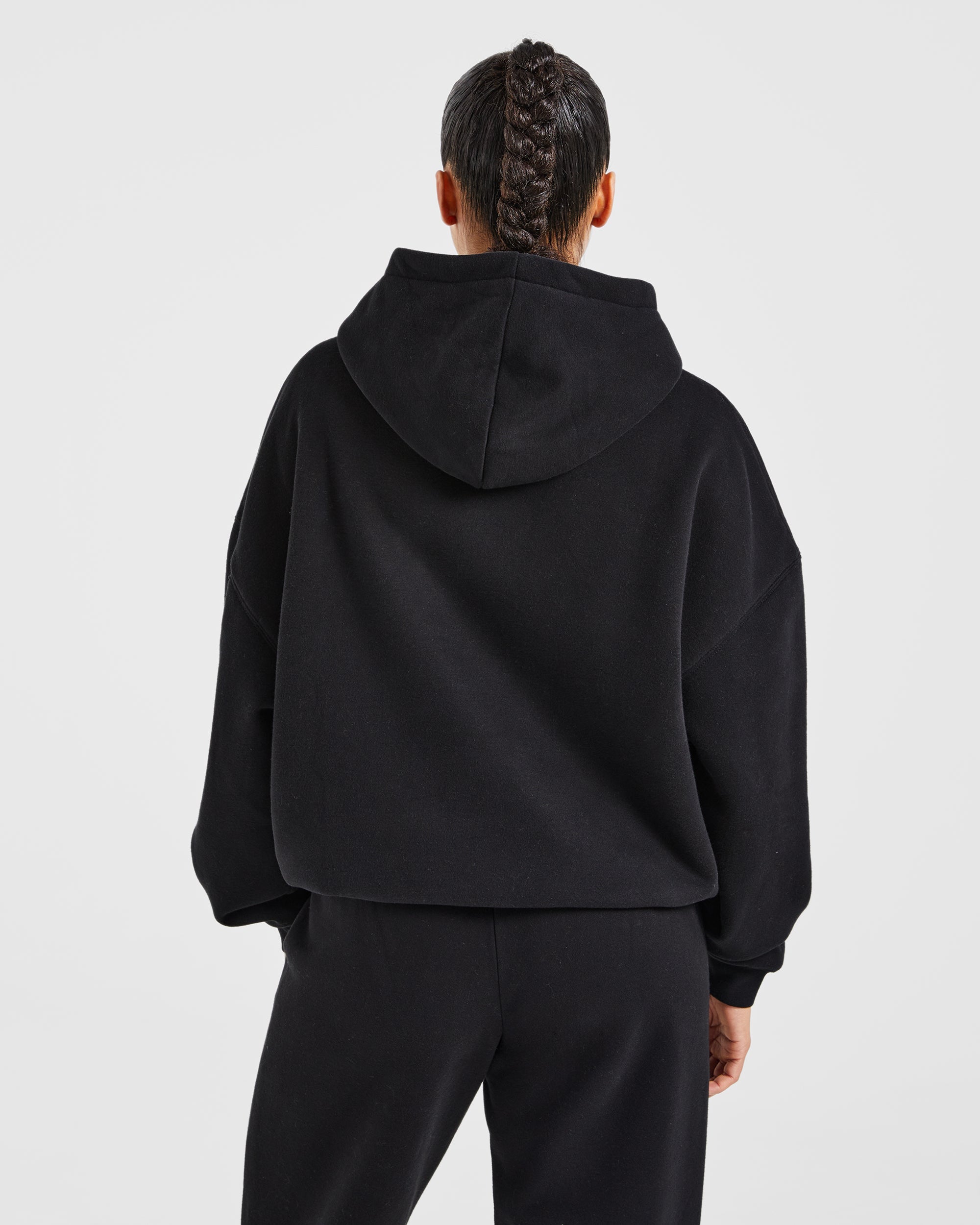 Image 2 from Varsity Embroidered Oversized Hoodie - Black