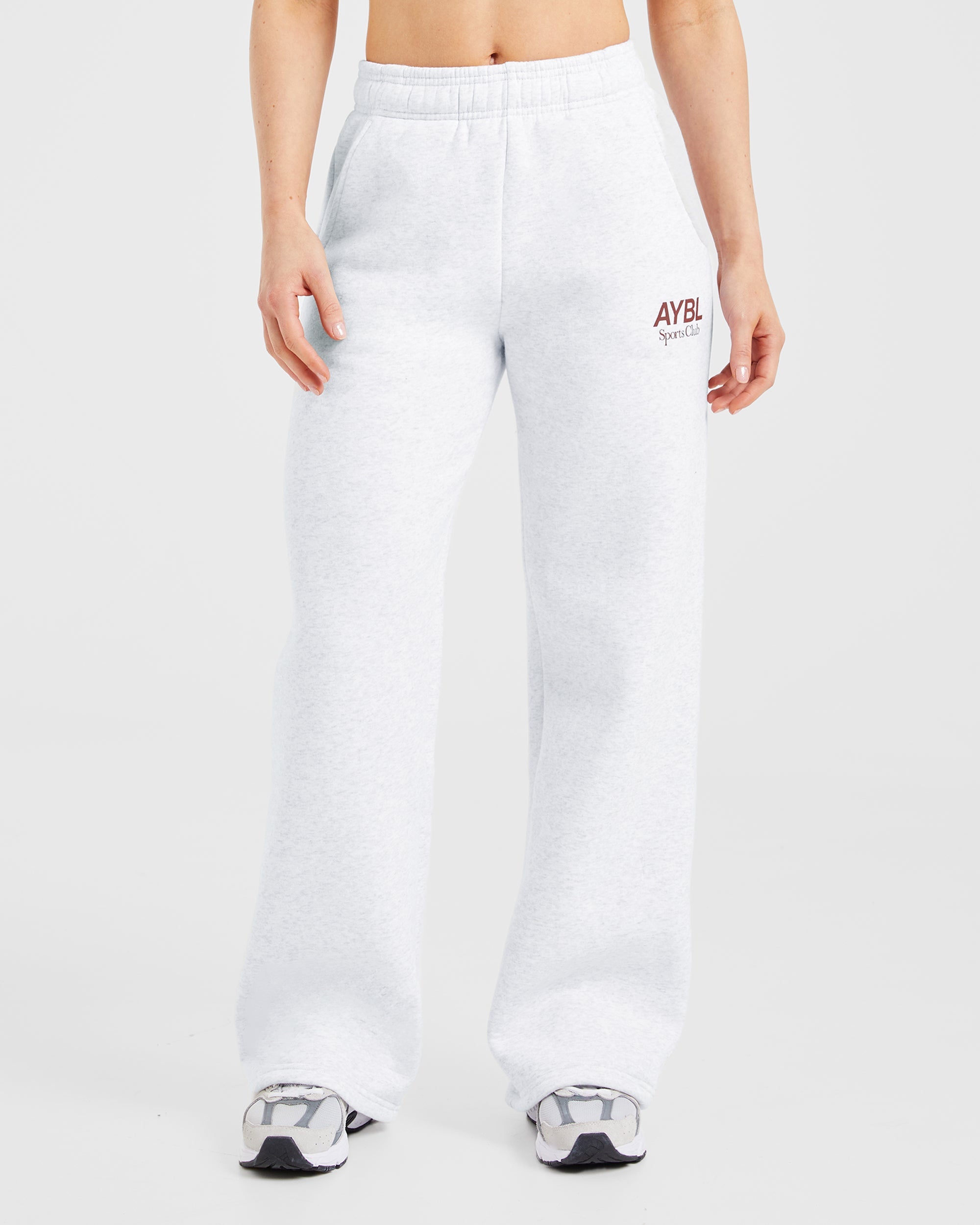 AYBL Sports Club Oversized Straight Leg Joggers - Grey Marl/Burgundy