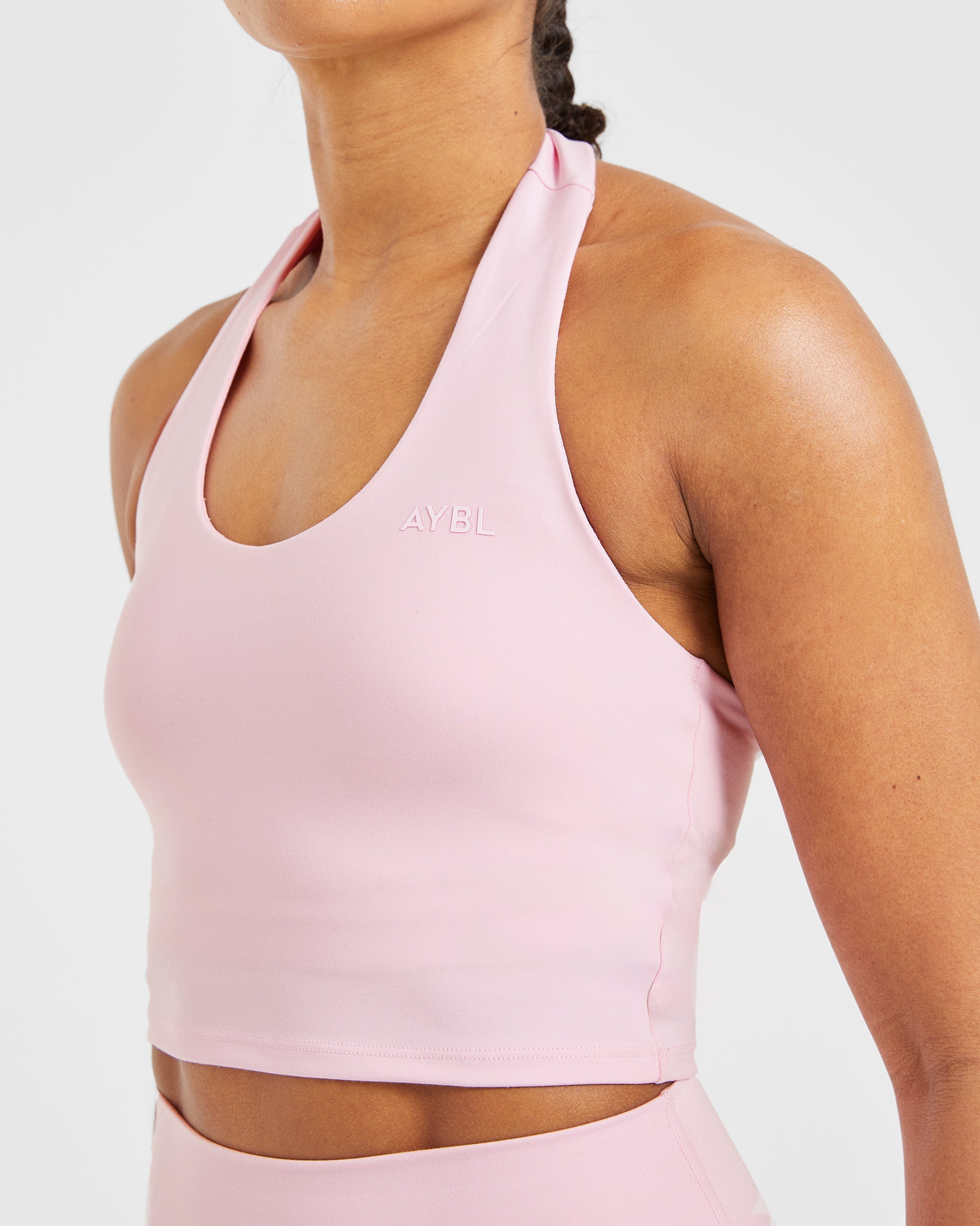 Staple Halterneck Crop Top - Pastel Pink