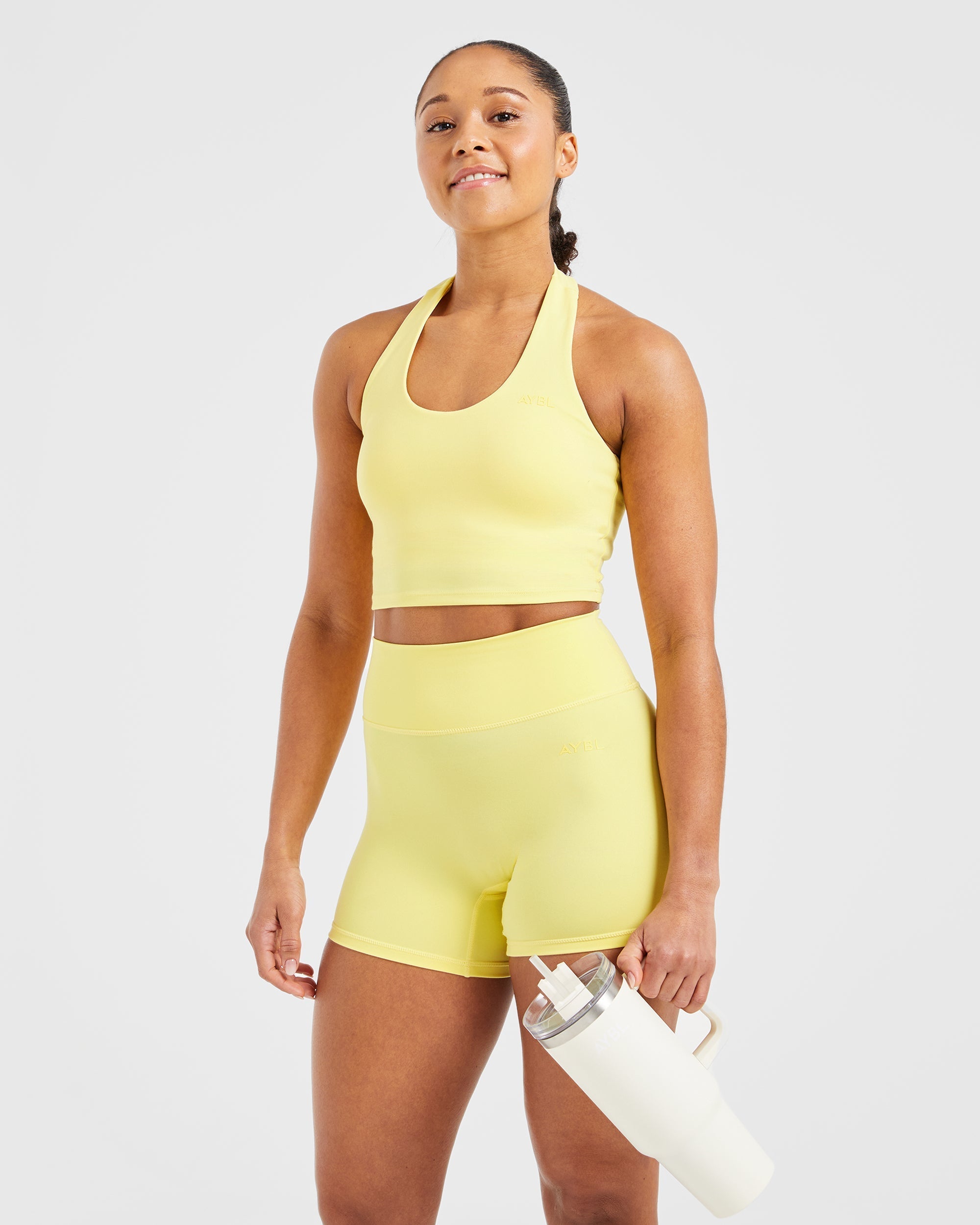 Staple Halterneck Crop Top - Pastel Lemon