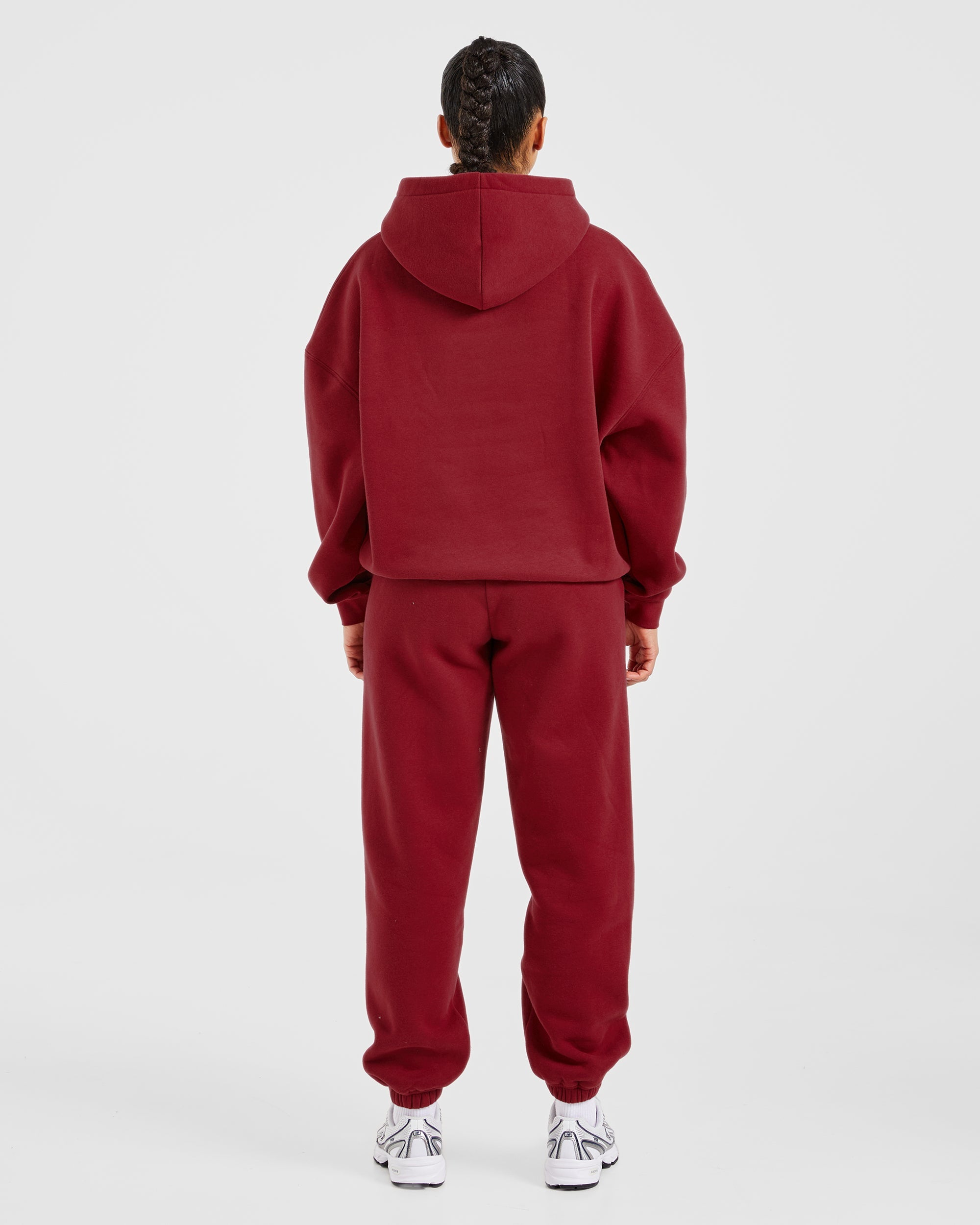 Image 4 from Varsity Embroidered Oversized Joggers - Burgundy