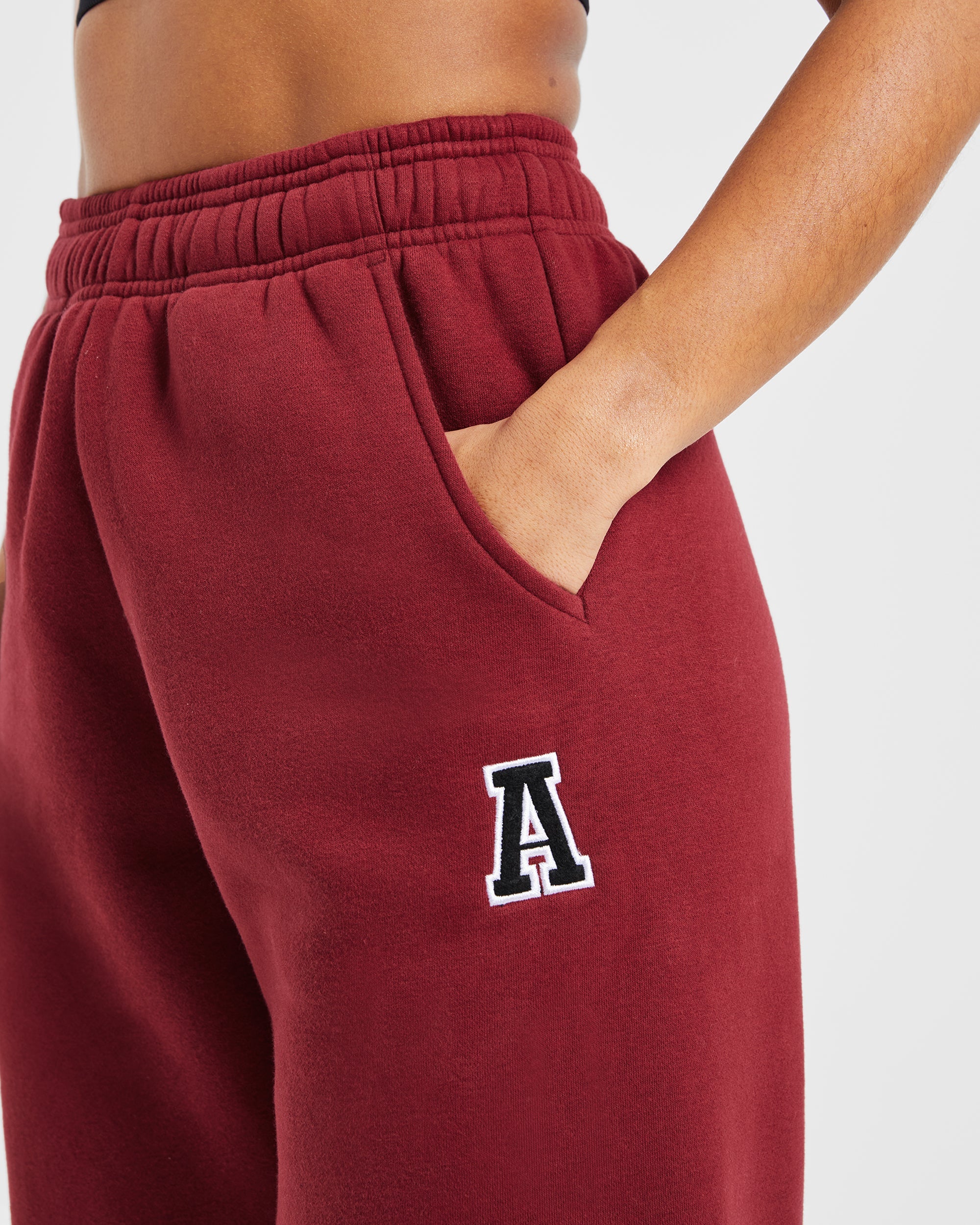 Image 5 from Varsity Embroidered Oversized Joggers - Burgundy