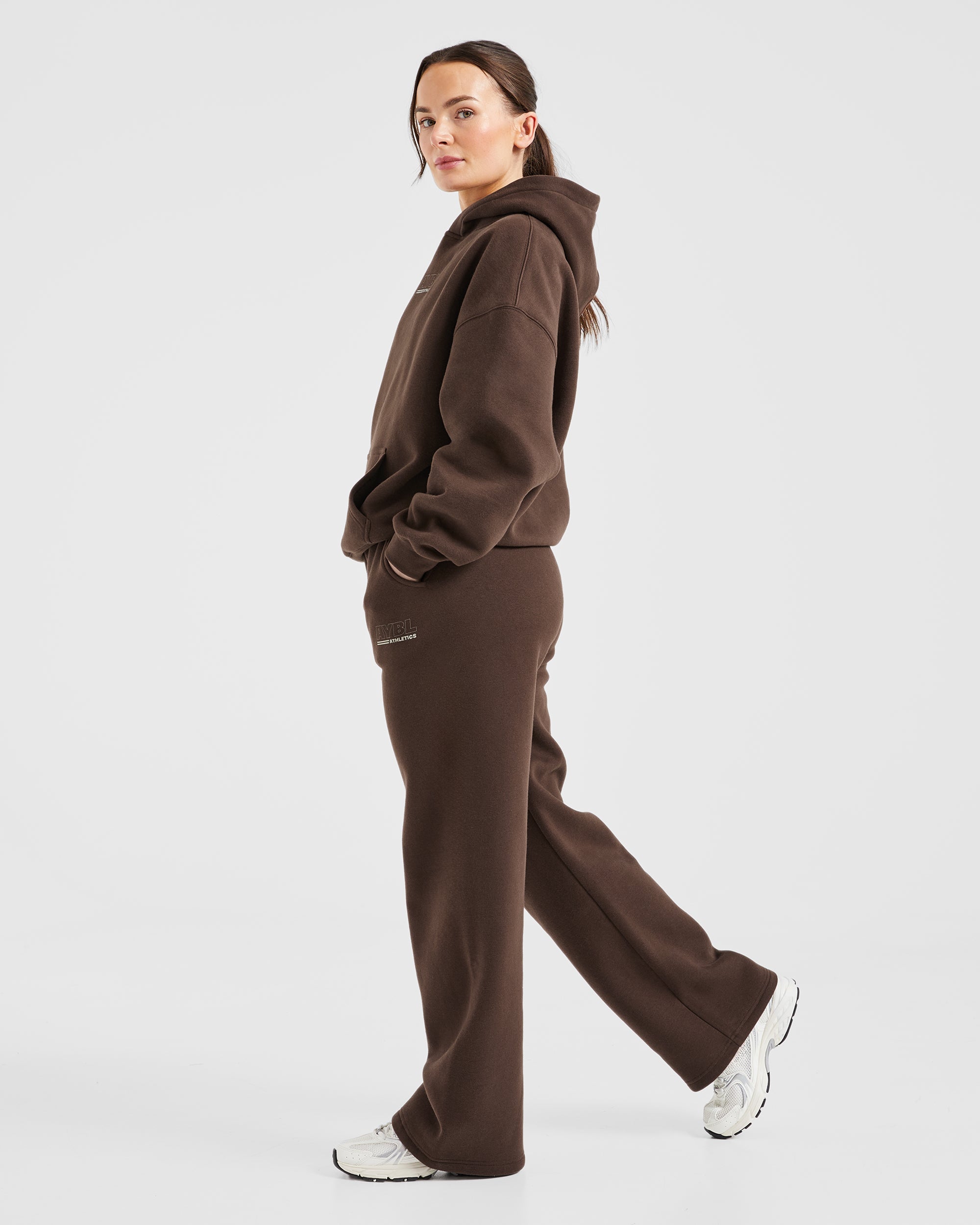 Athletics Track Oversized Straight Leg Joggers - Brown/Sand