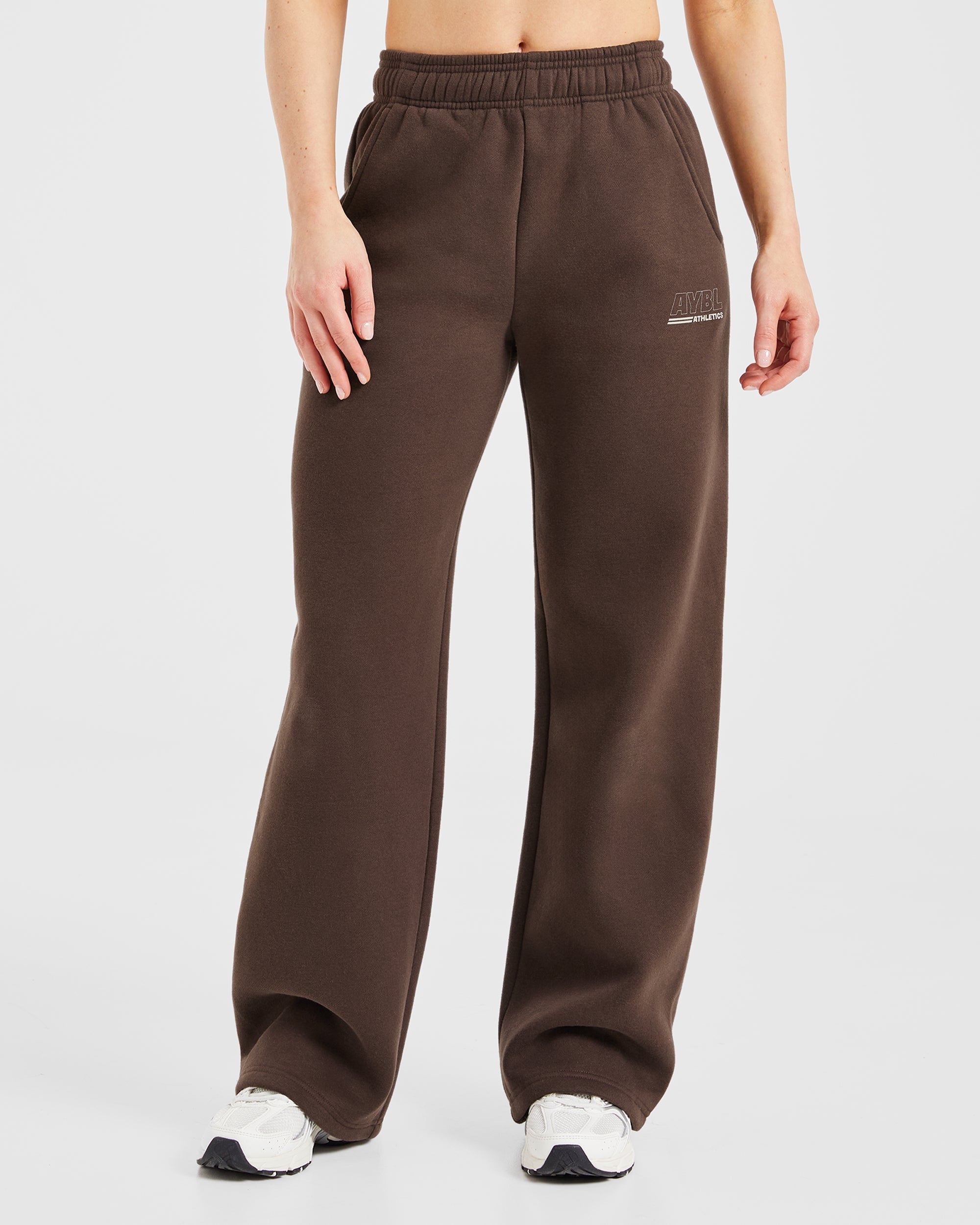 Athletics Track Oversized Straight Leg Joggers - Brown/Sand