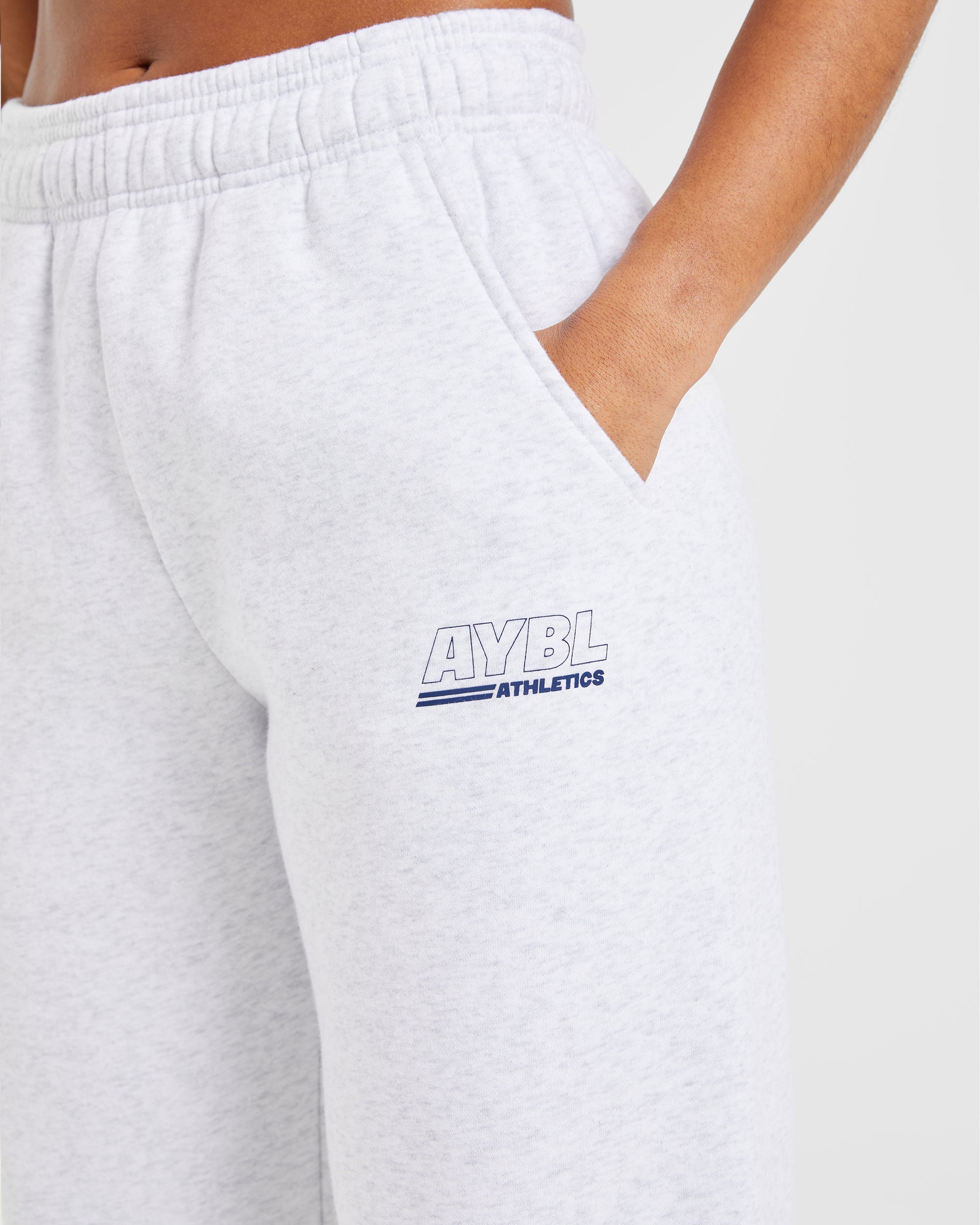 Athletics Track Oversized Straight Leg Joggers - Heather Grey/Navy