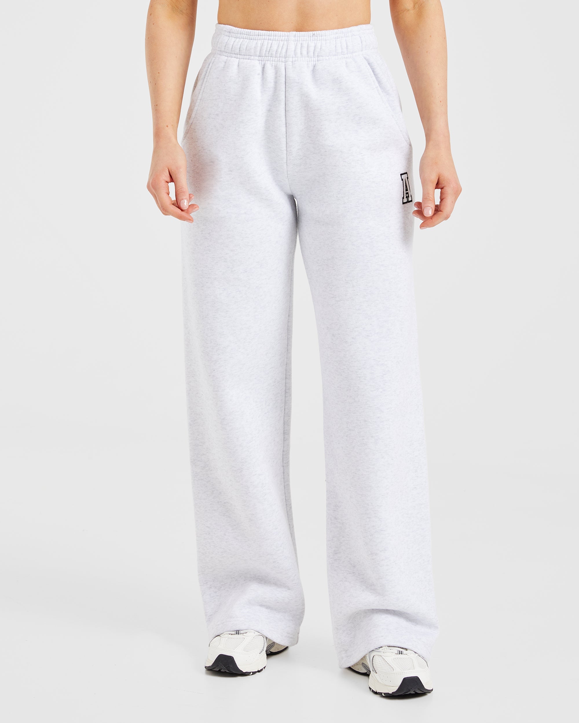 Image 1 from Varsity Embroidered Oversized Straight Leg Joggers - Heather Grey