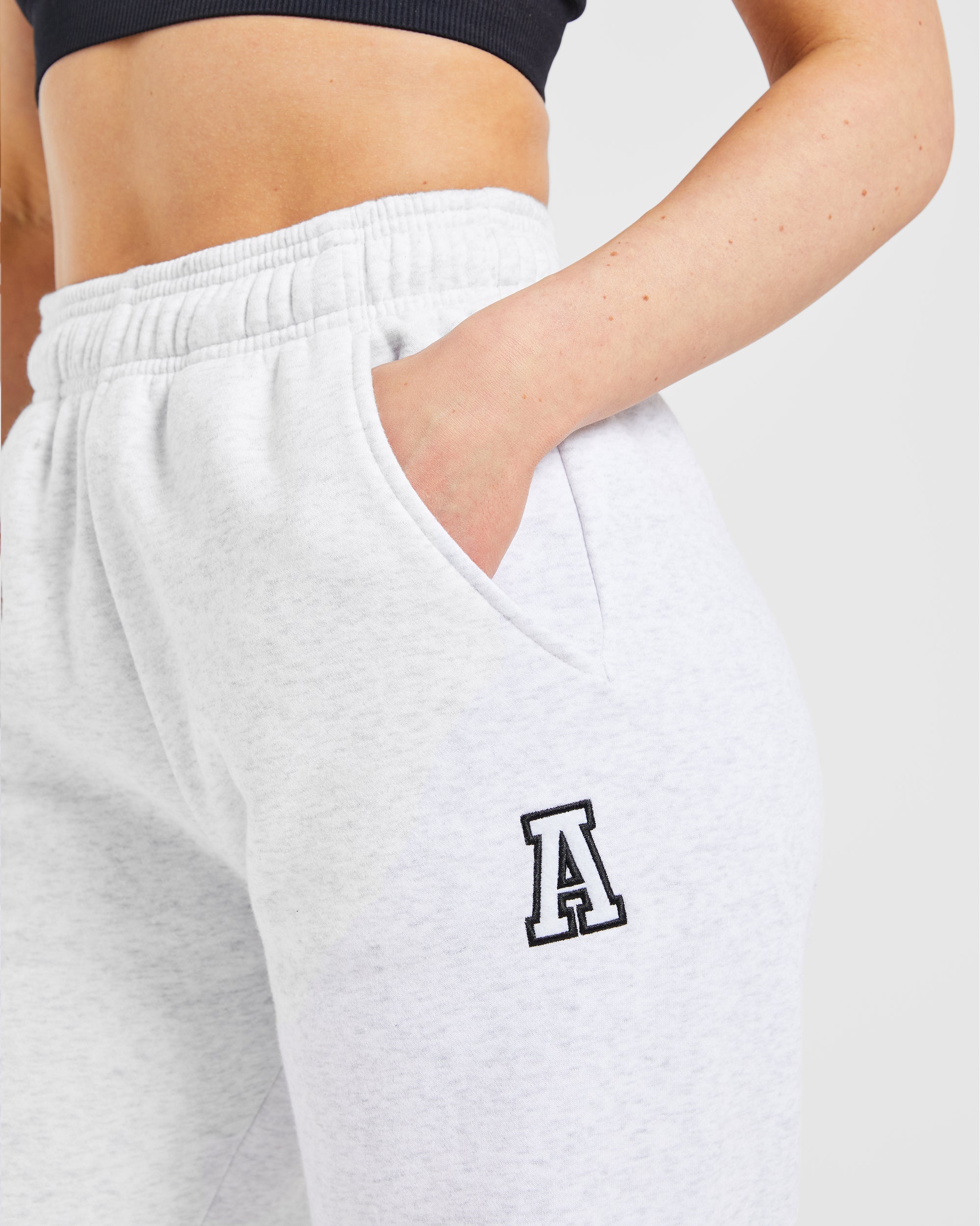 Image 5 from Varsity Embroidered Oversized Straight Leg Joggers - Heather Grey