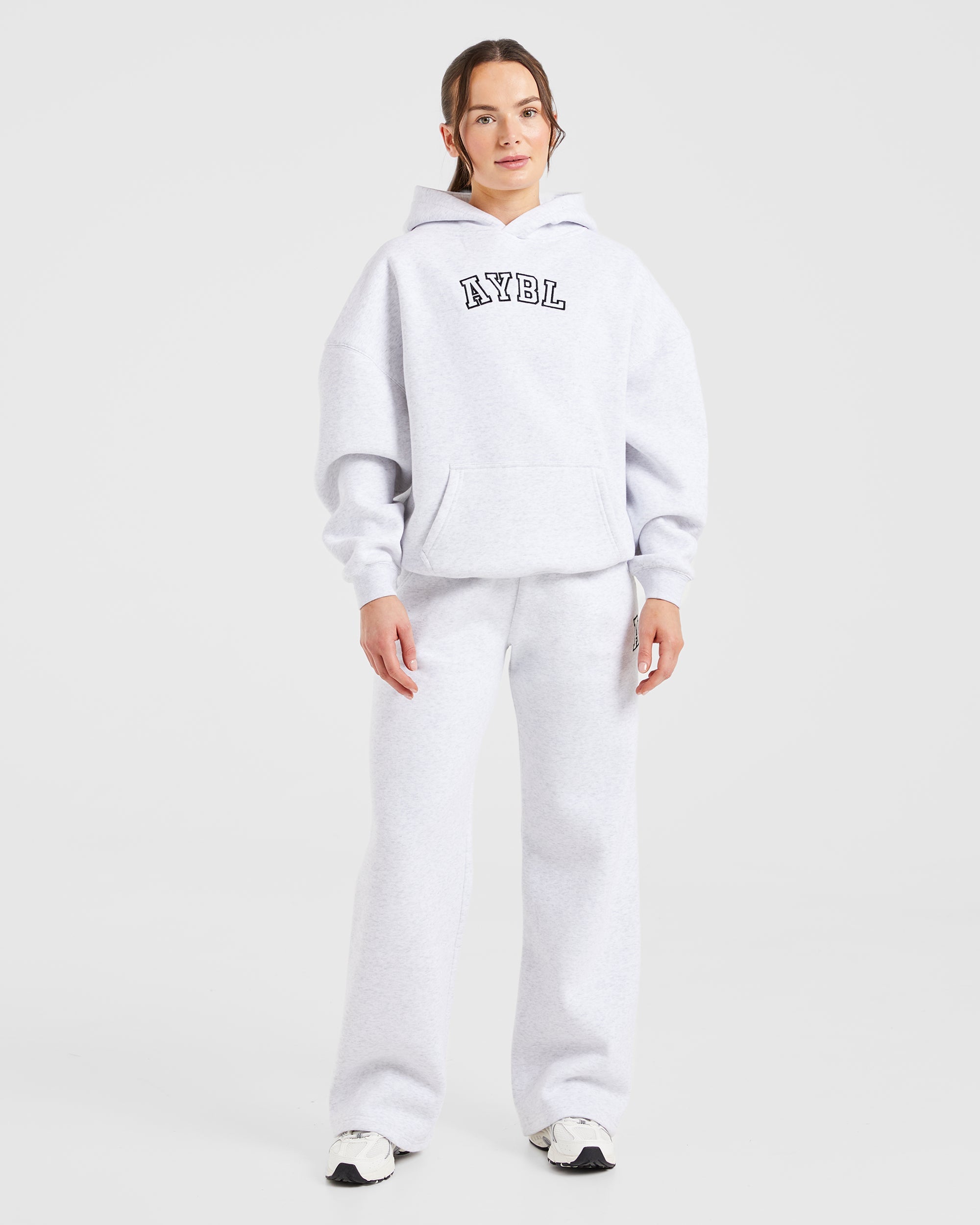 Image 3 from Varsity Embroidered Oversized Straight Leg Joggers - Heather Grey