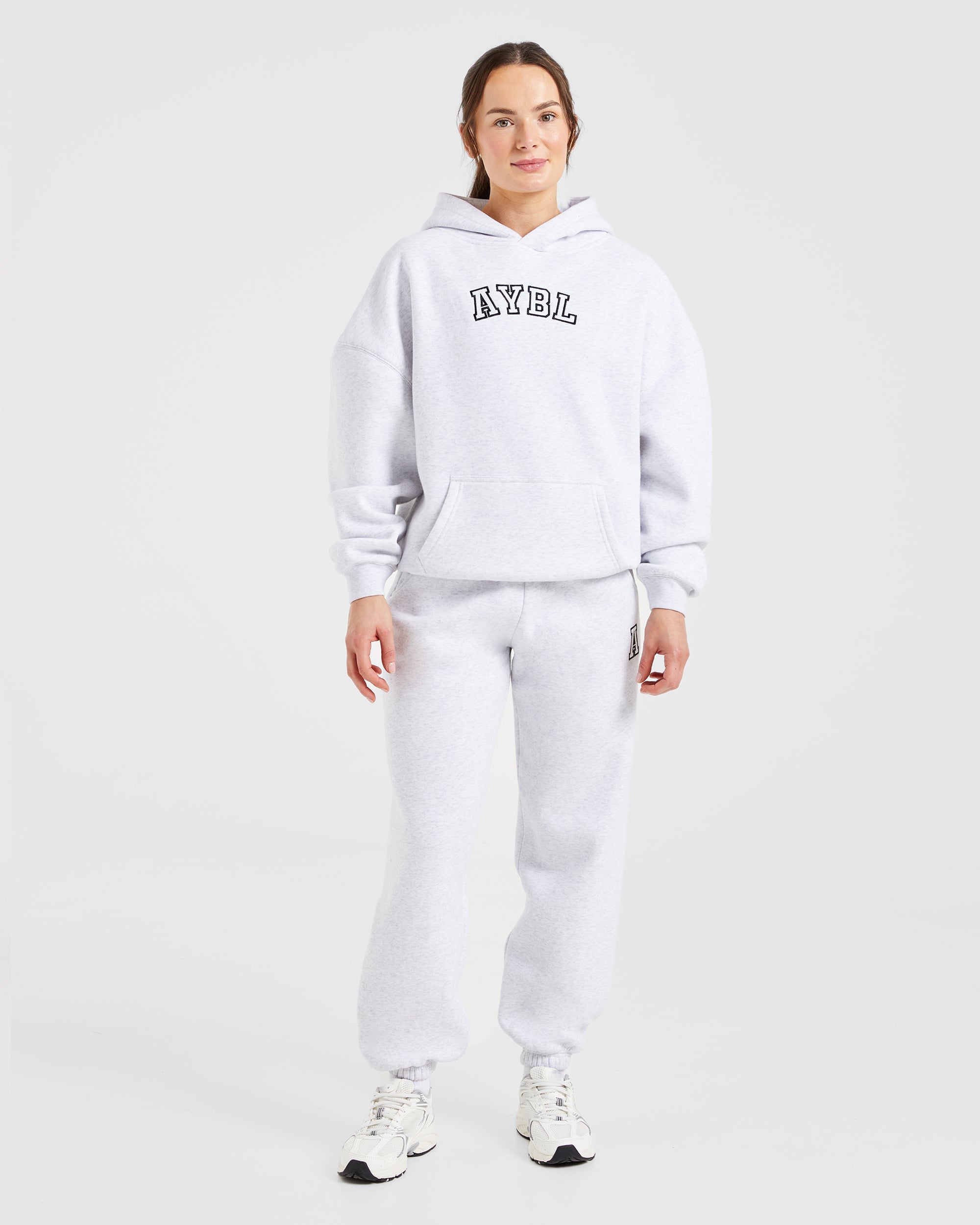 Image 3 from Varsity Embroidered Oversized Joggers - Heather Grey