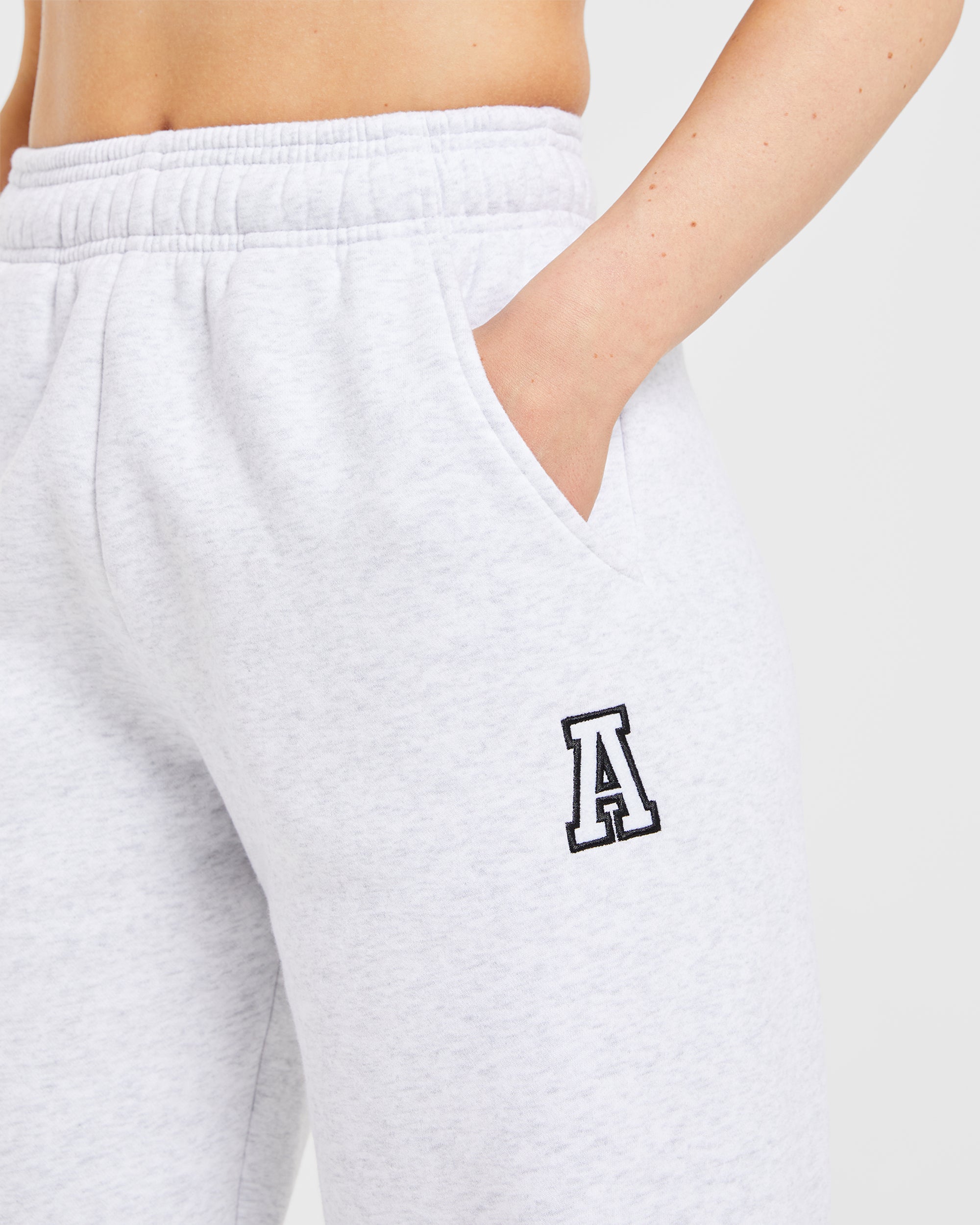 Image 5 from Varsity Embroidered Oversized Joggers - Heather Grey