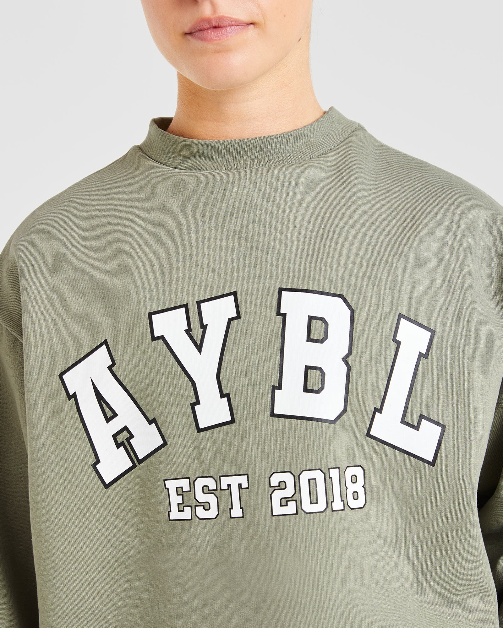 Varsity Graphic Oversized Sweatshirt - Muted Olive