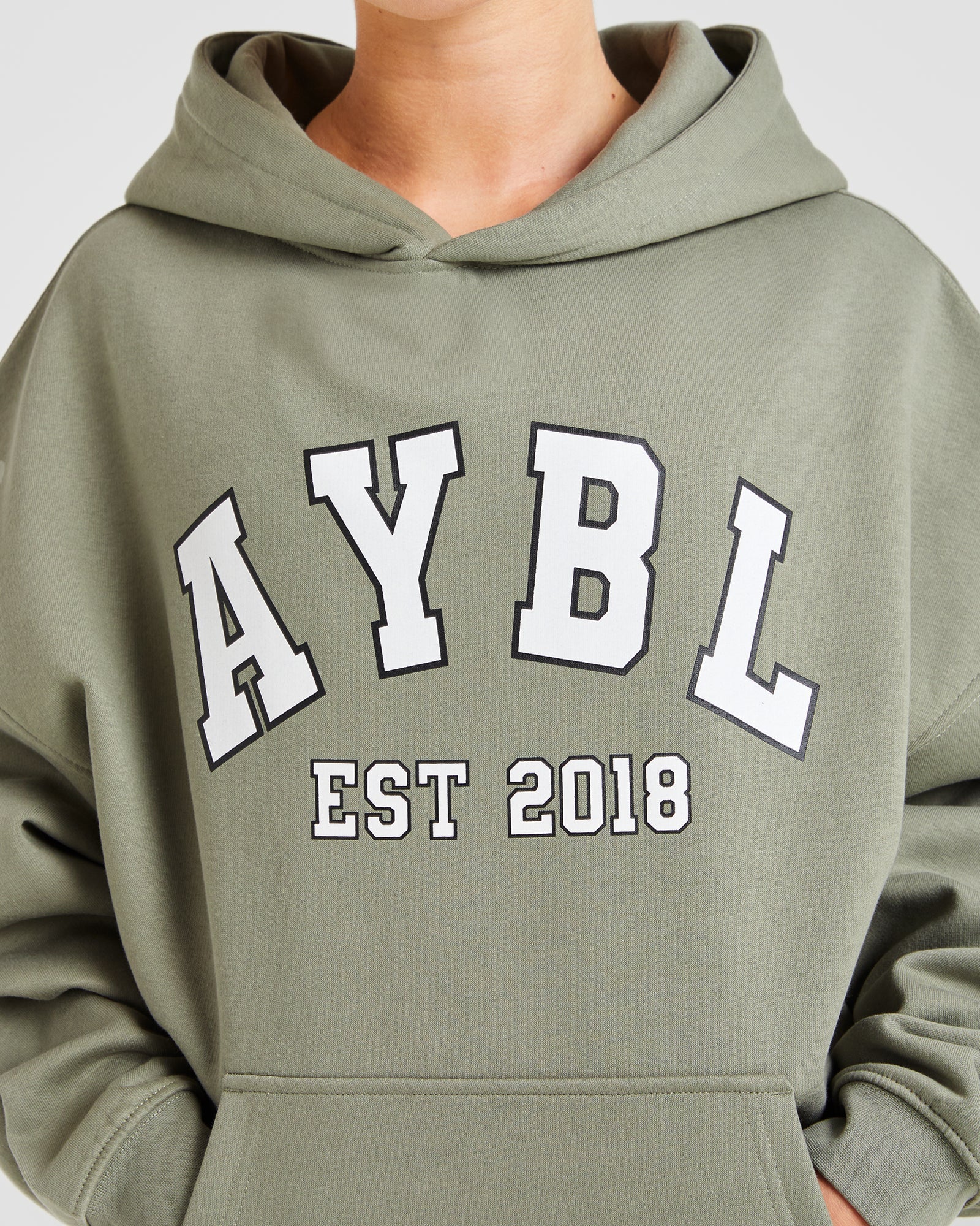 Varsity Graphic Oversized Hoodie - Muted Olive