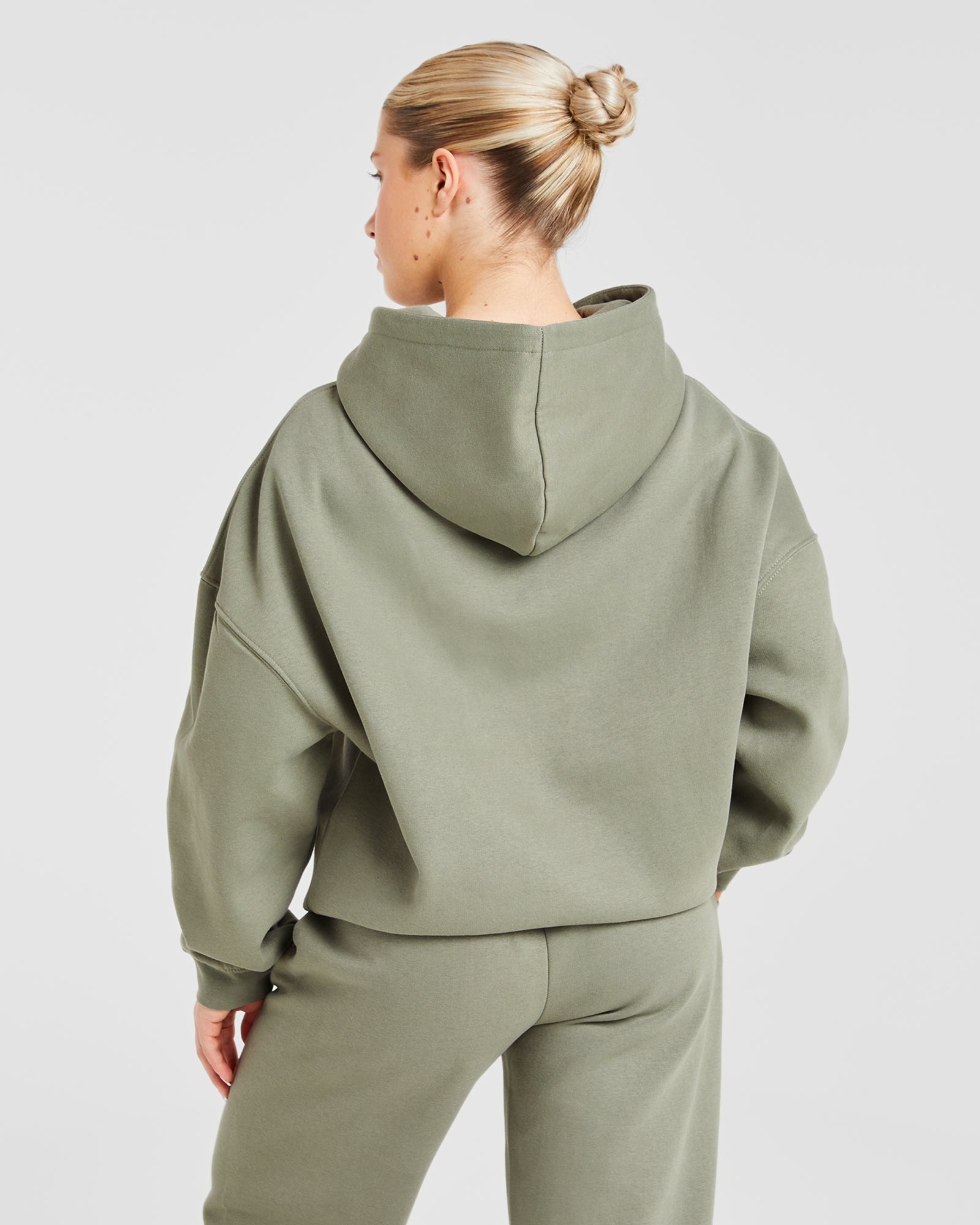 Varsity Graphic Oversized Hoodie - Muted Olive