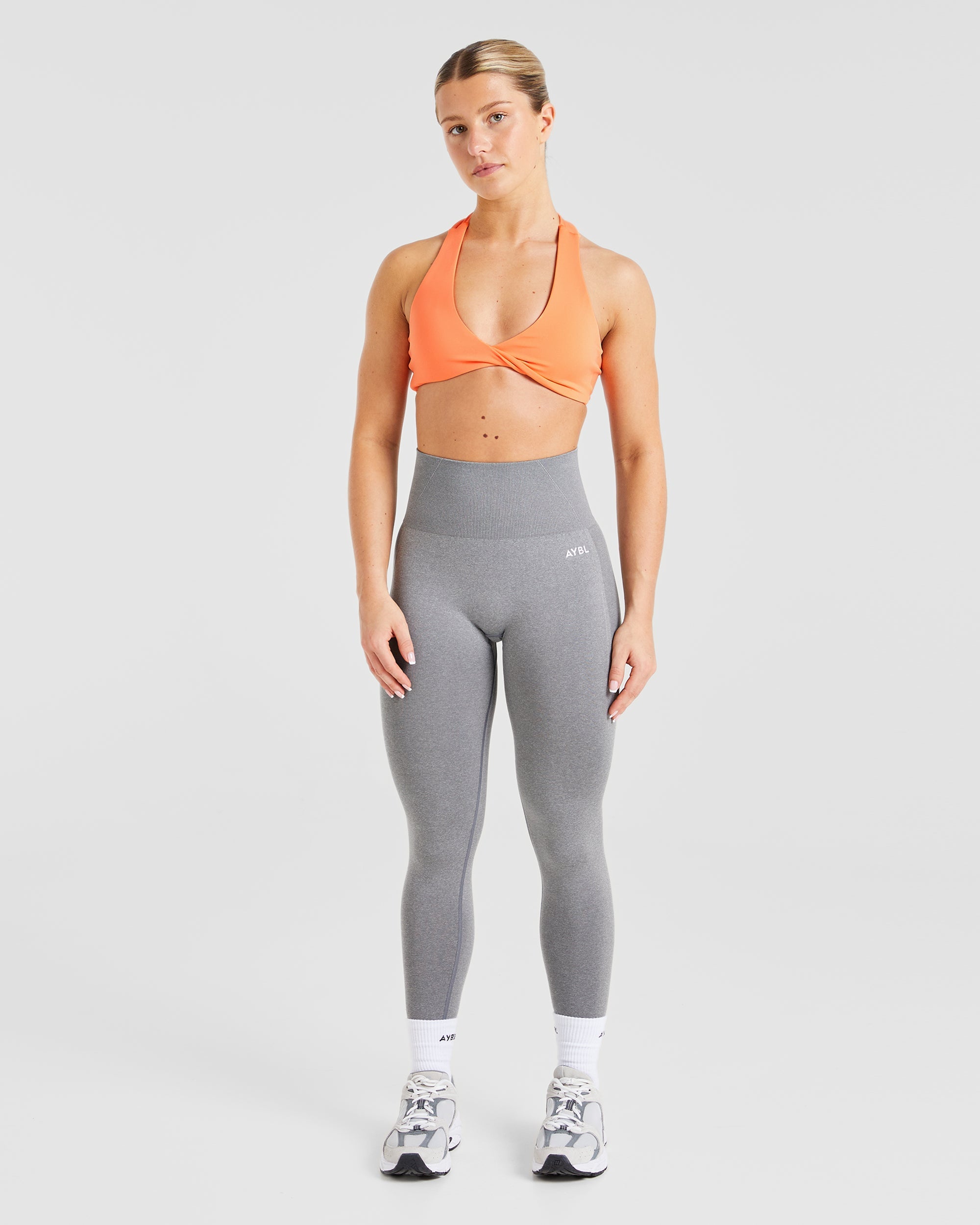 Essential Halterneck Sports Bra - Papaya Orange