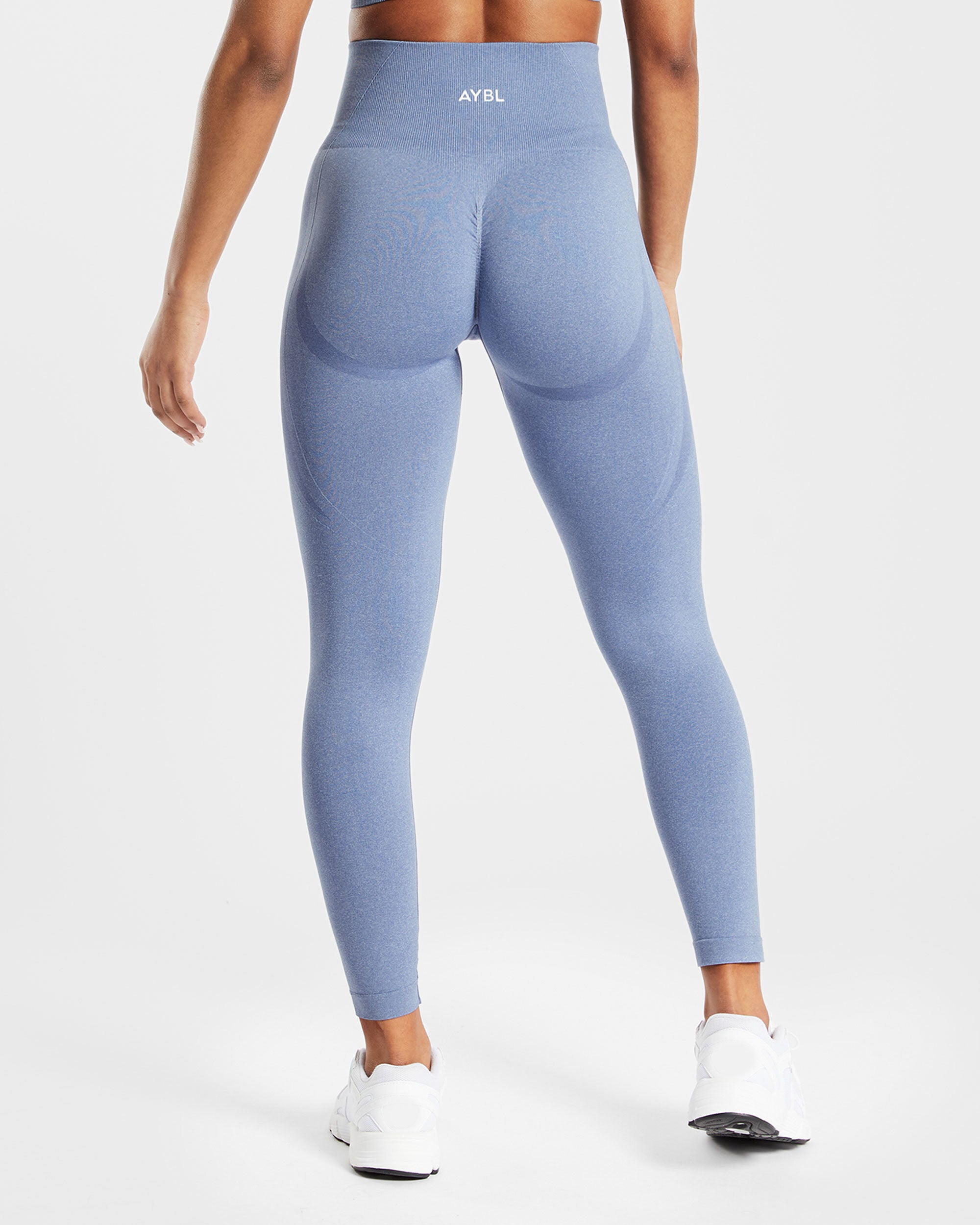 Nahtlose Leggings „Empower“ – Blau meliert