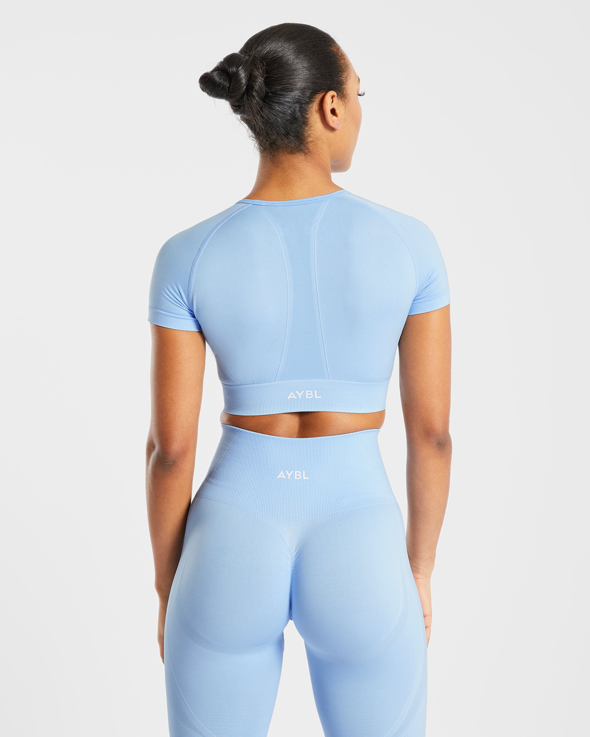 Empower Seamless Crop Top - Sky Blue