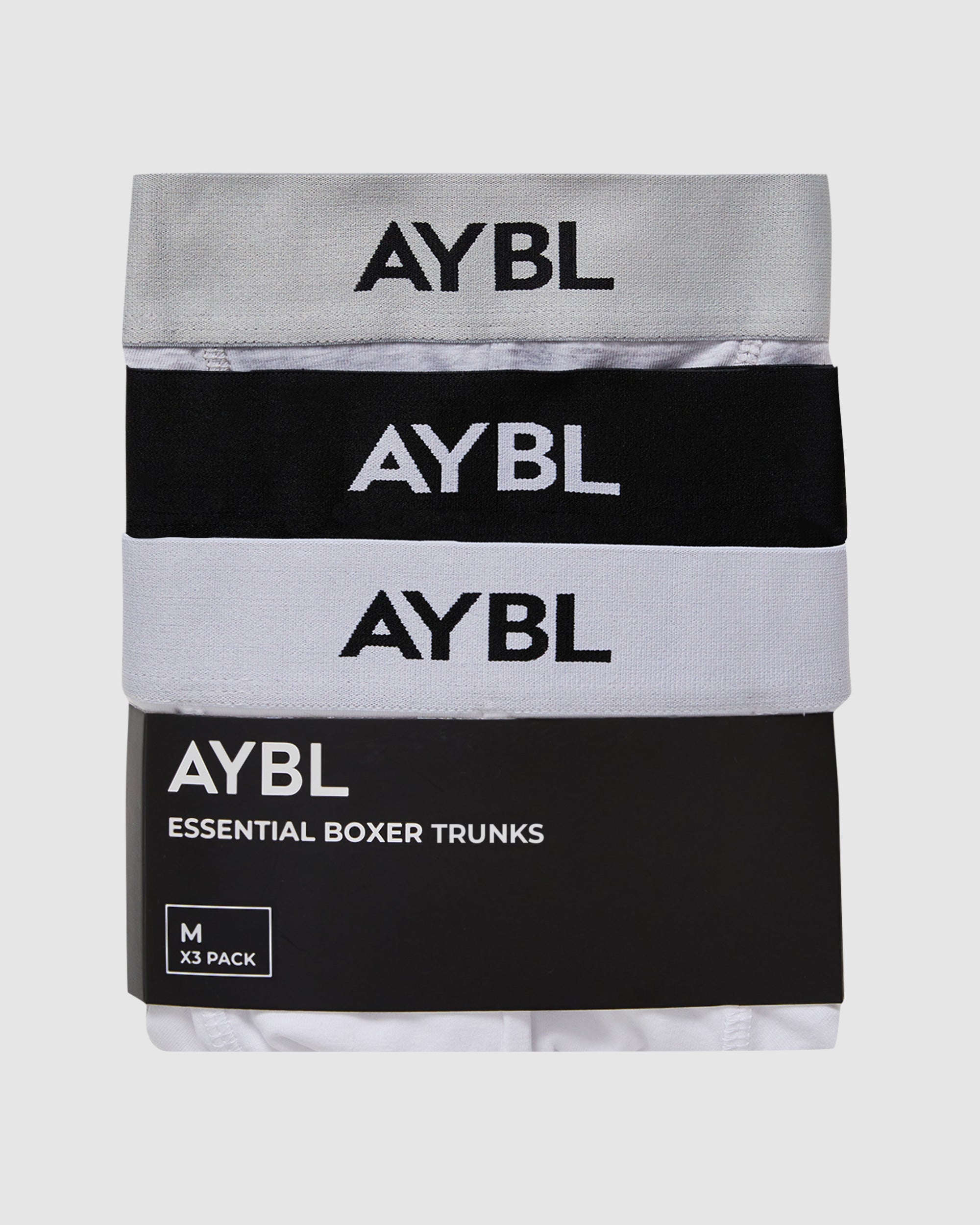 Essential Boxer Trunk (3 pack) - Black/White/Grey