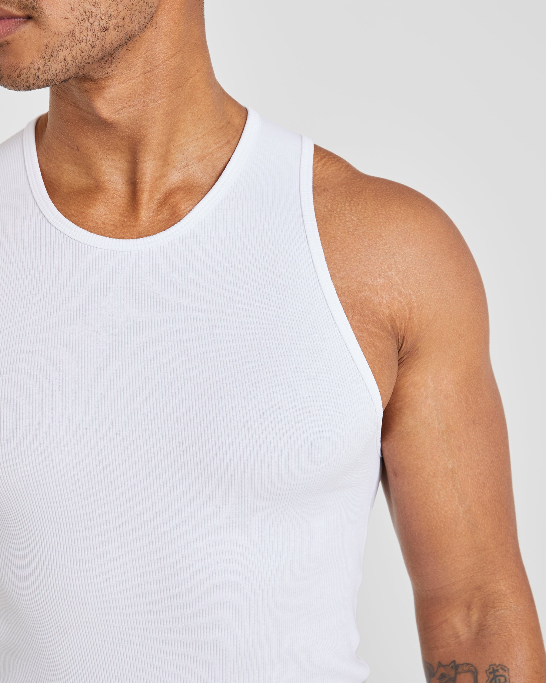 Essential Ribbed Tank - White