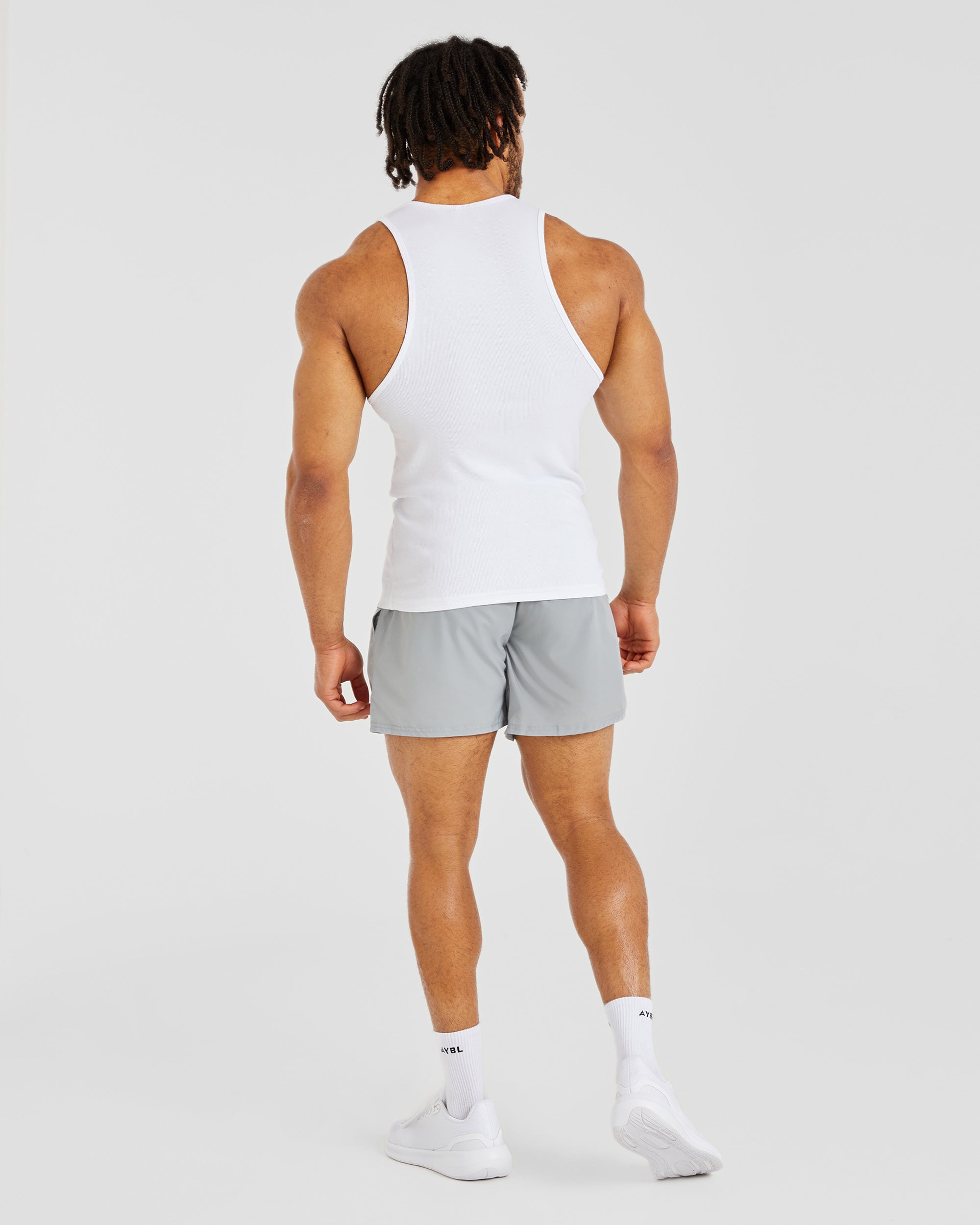 Muscle Ribbed Tank - White