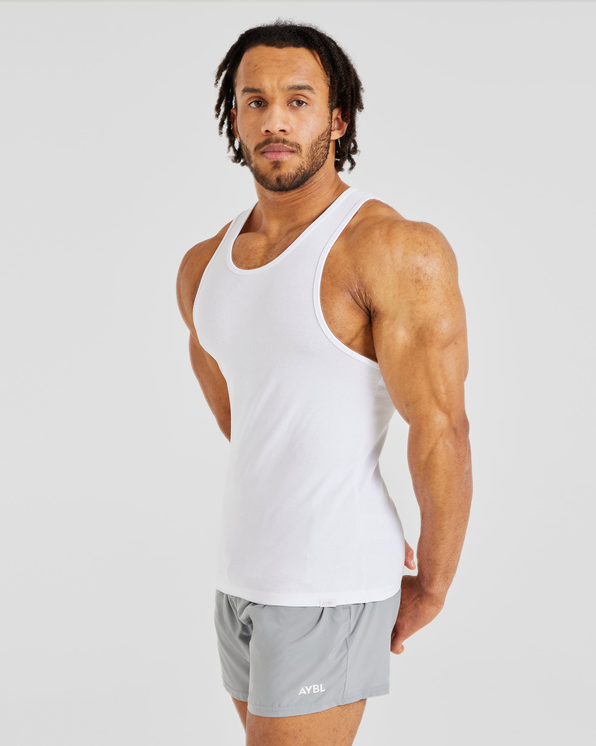 Muscle Ribbed Tank - White