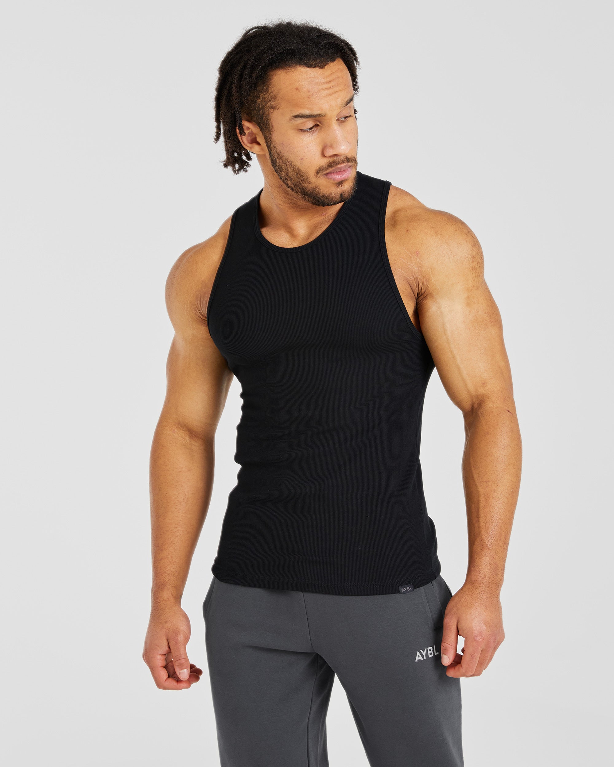 Essential Ribbed Tank - Black