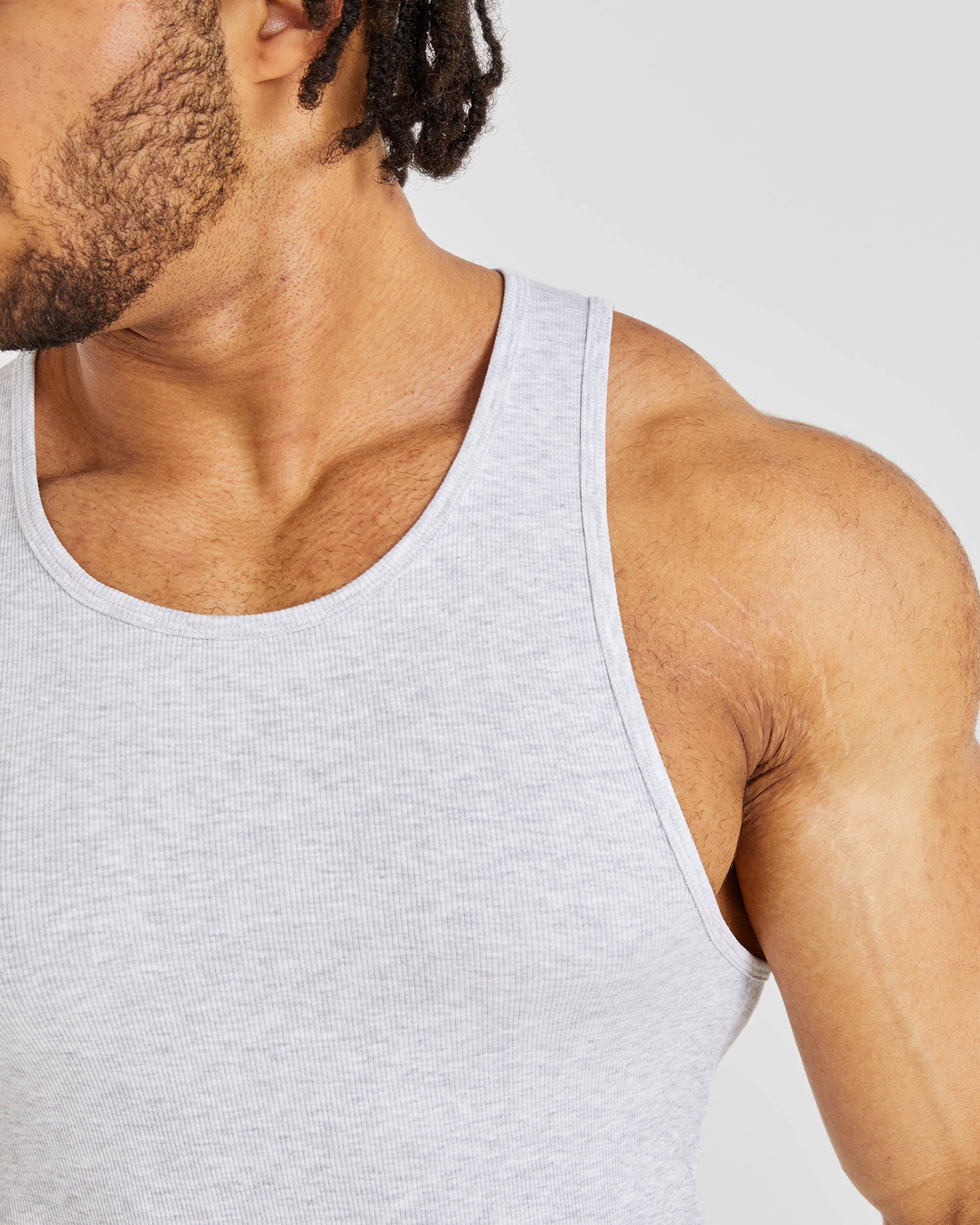 Muscle Ribbed Tank - Light Grey Marl