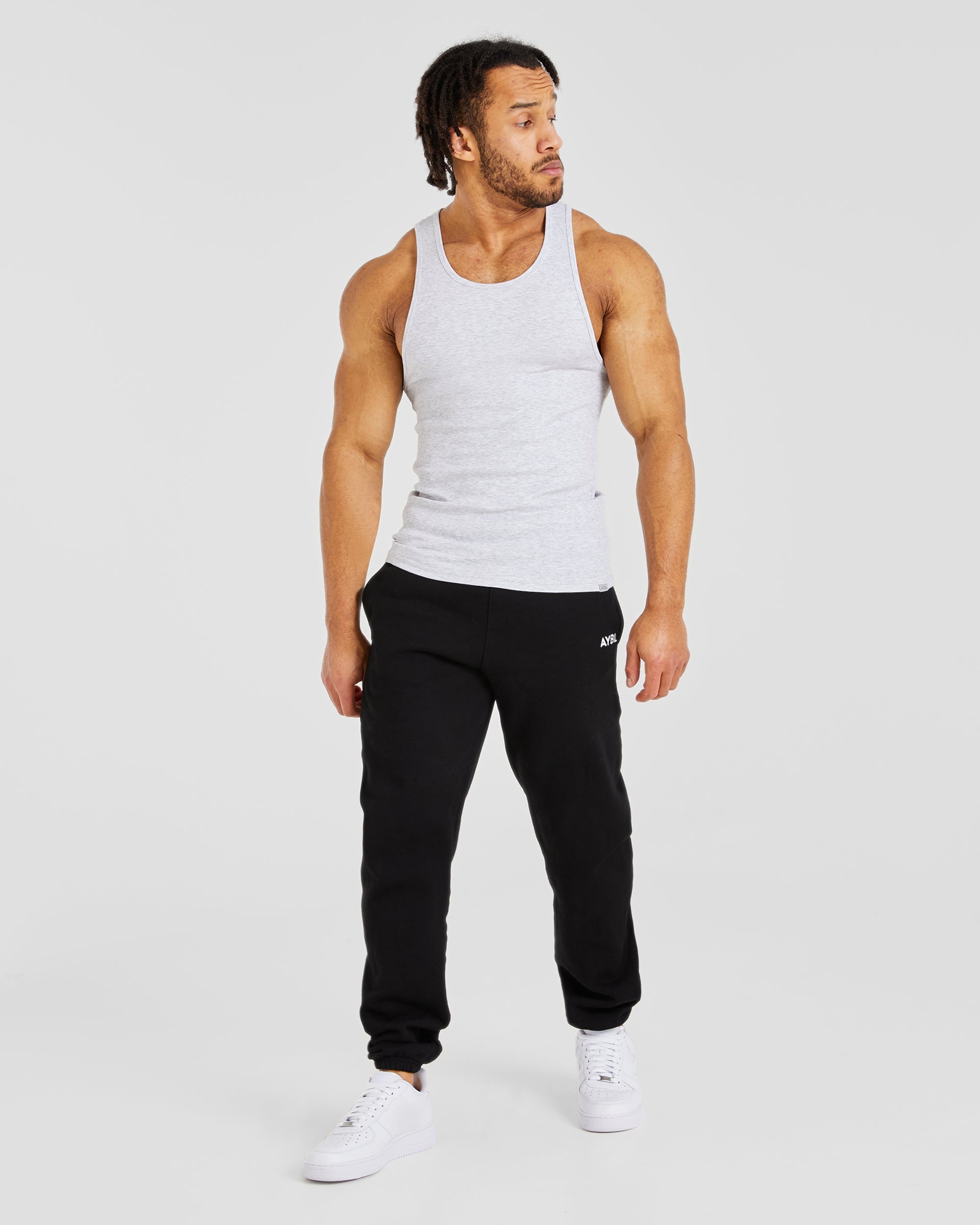 Muscle Ribbed Tank - Light Grey Marl