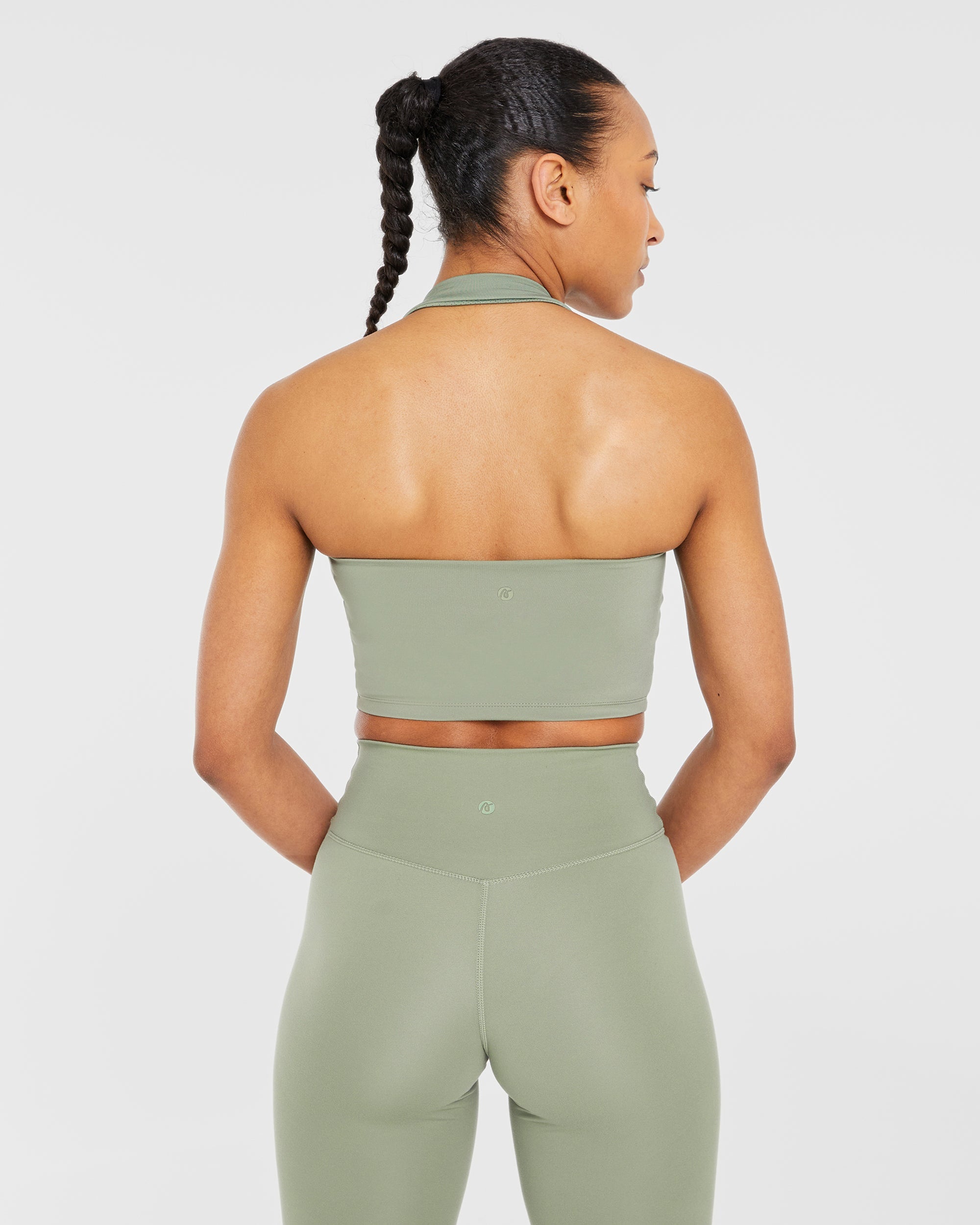 Staple Halterneck Crop Top - Olive Green