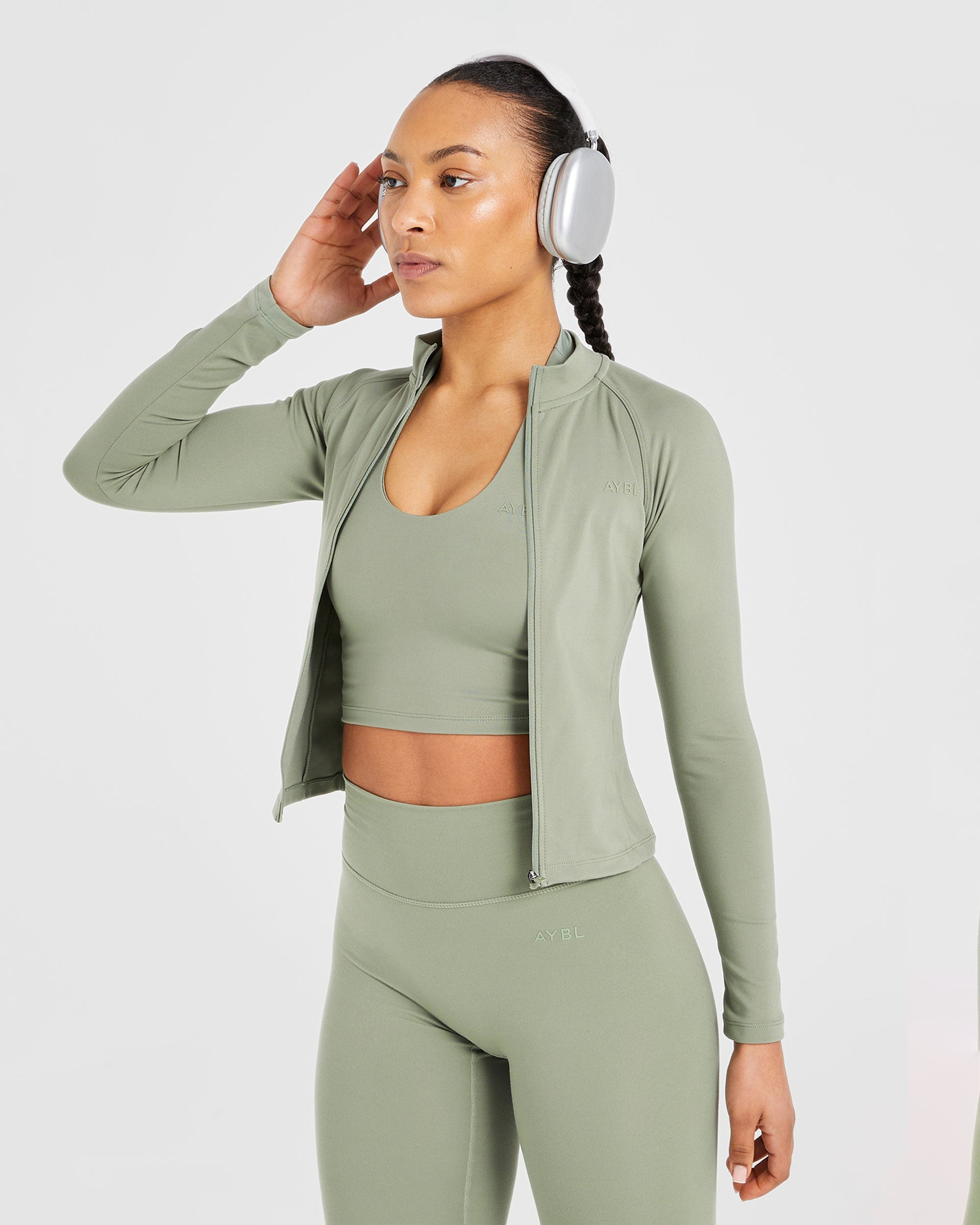 Staple Longline Zip Jacket - Olive Green