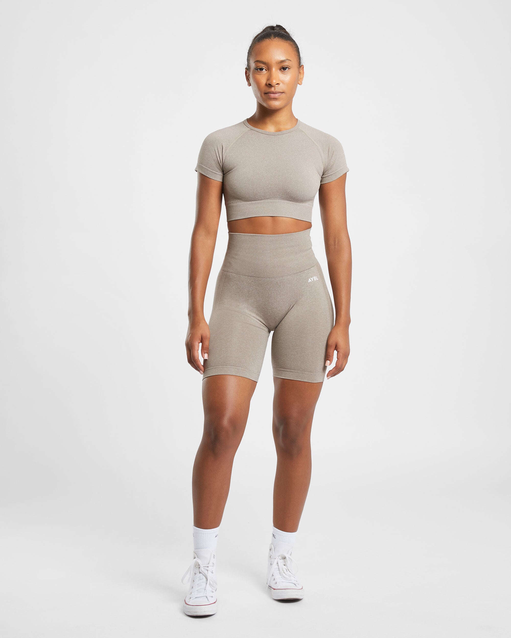 Short de cyclisme sans couture Empower - Taupe Chiné