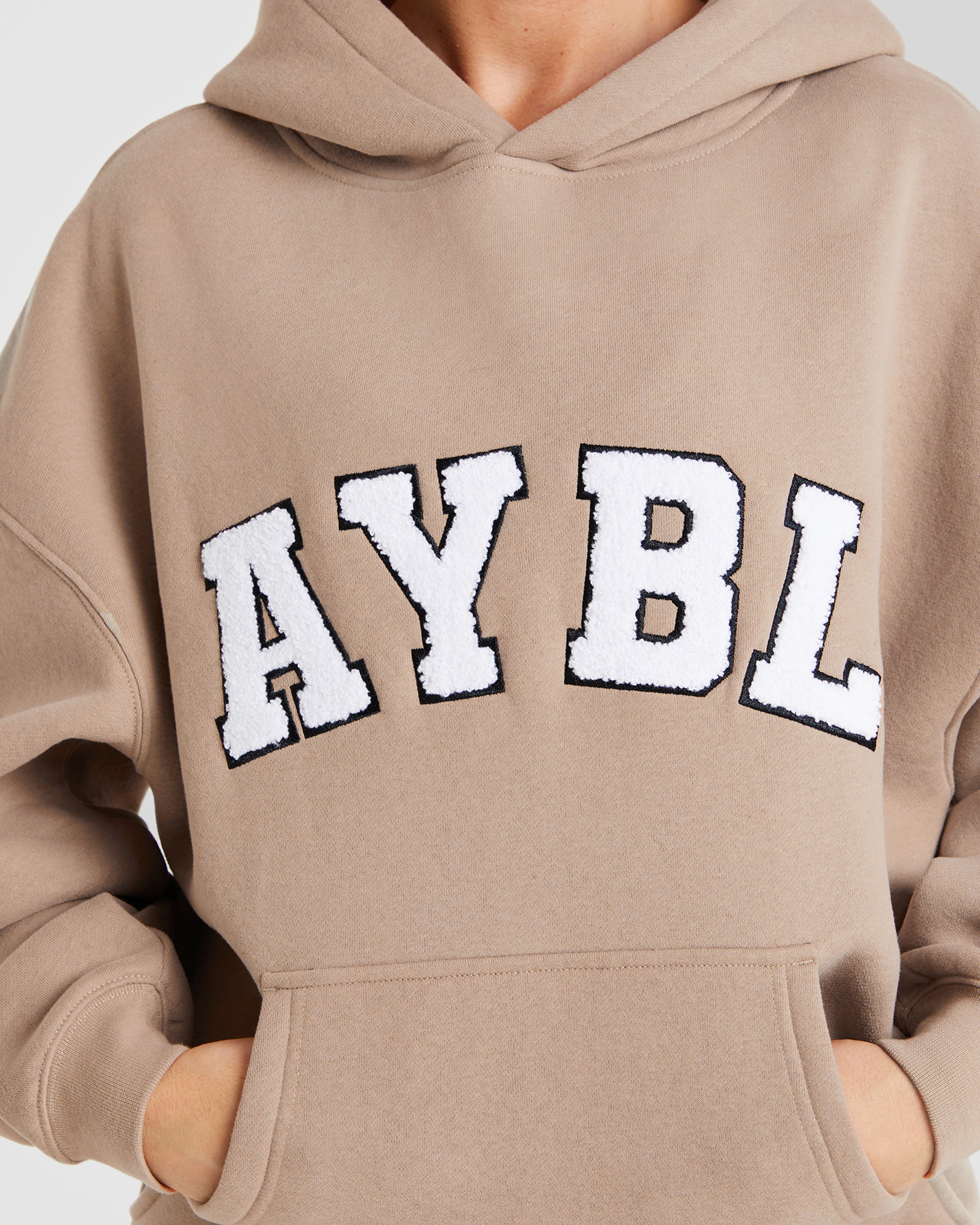 Varsity Oversized Hoodie - Latte Brown