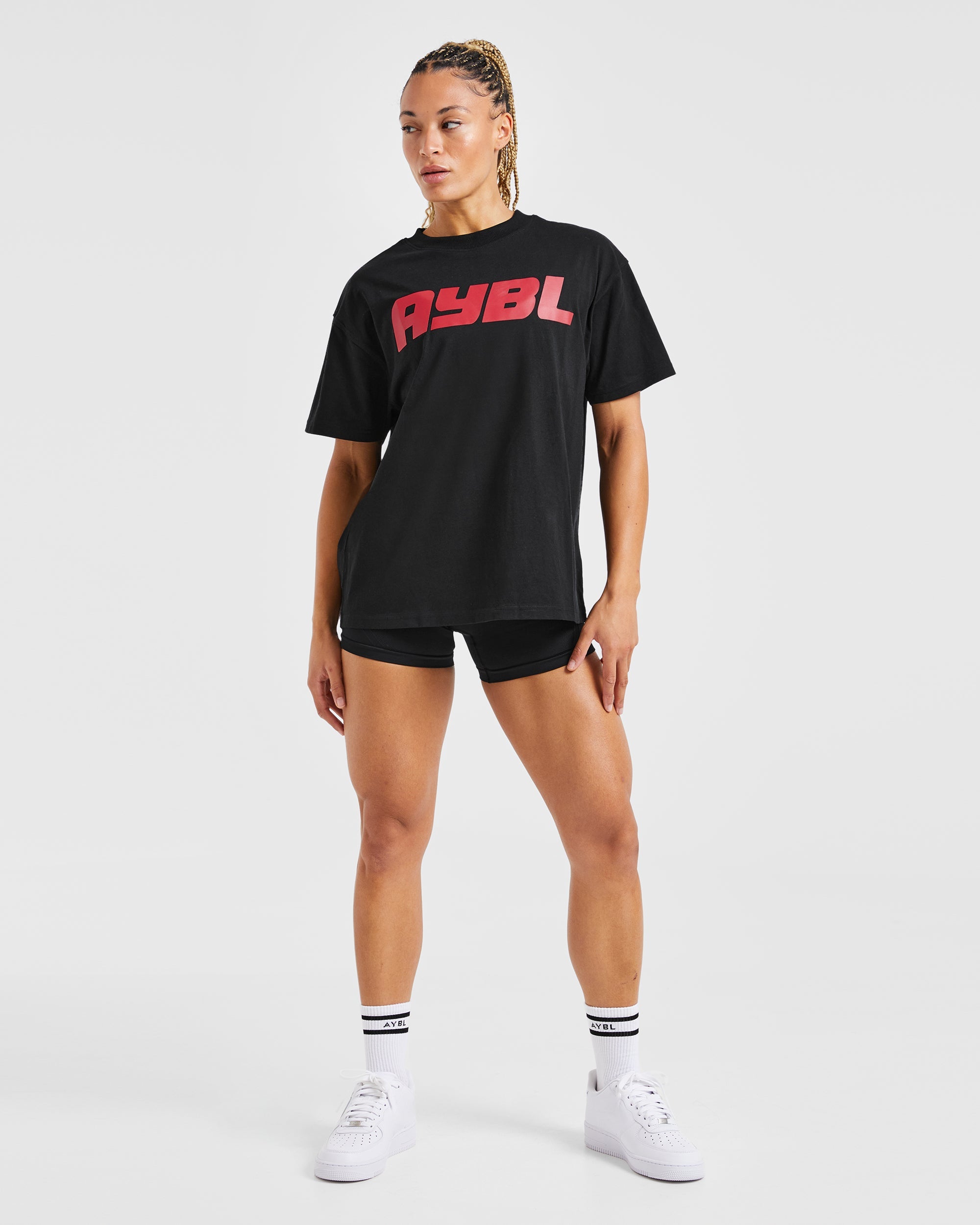 Justine Oversized T Shirt - Black/Red