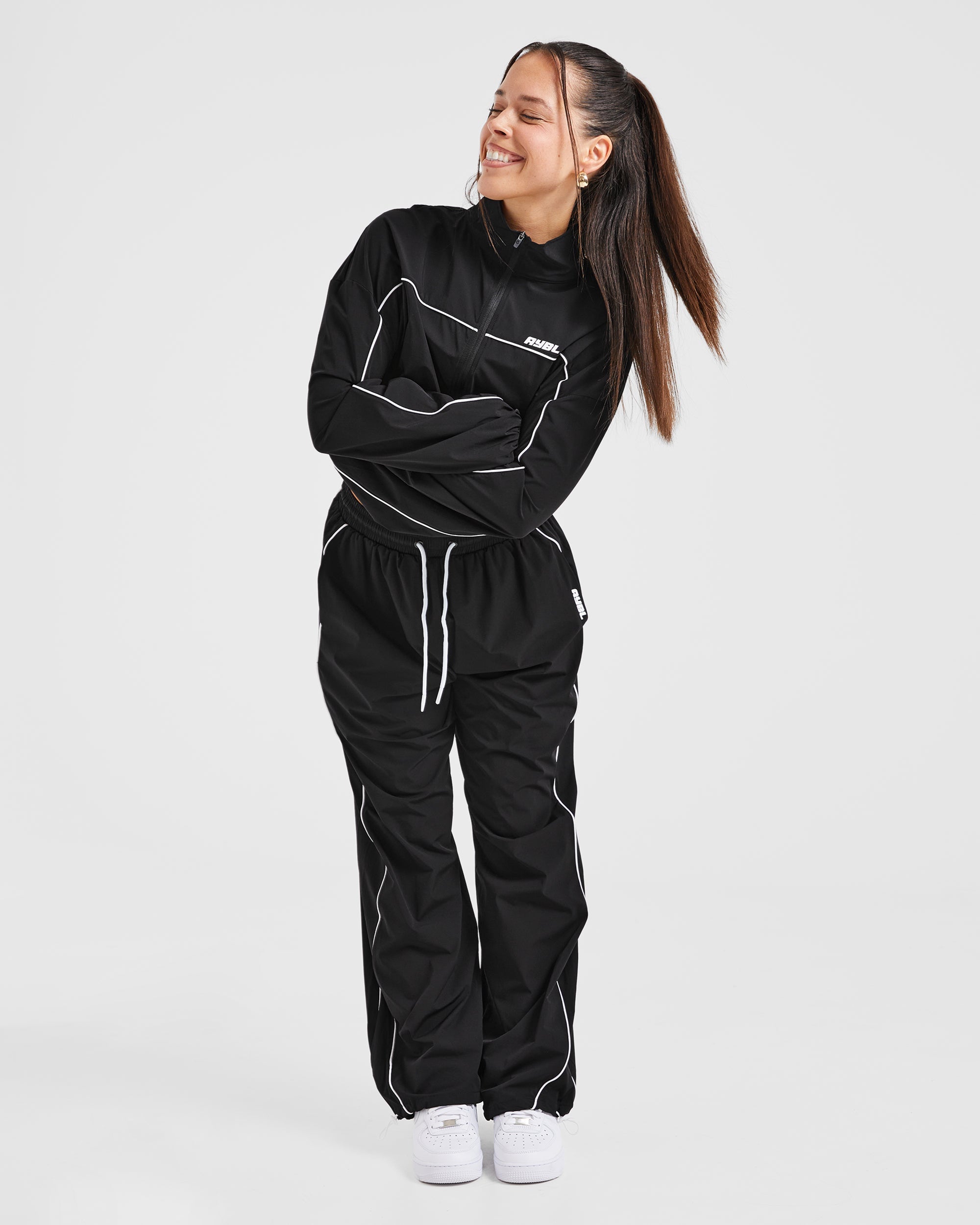 Justine Oversized Track Joggers - Black