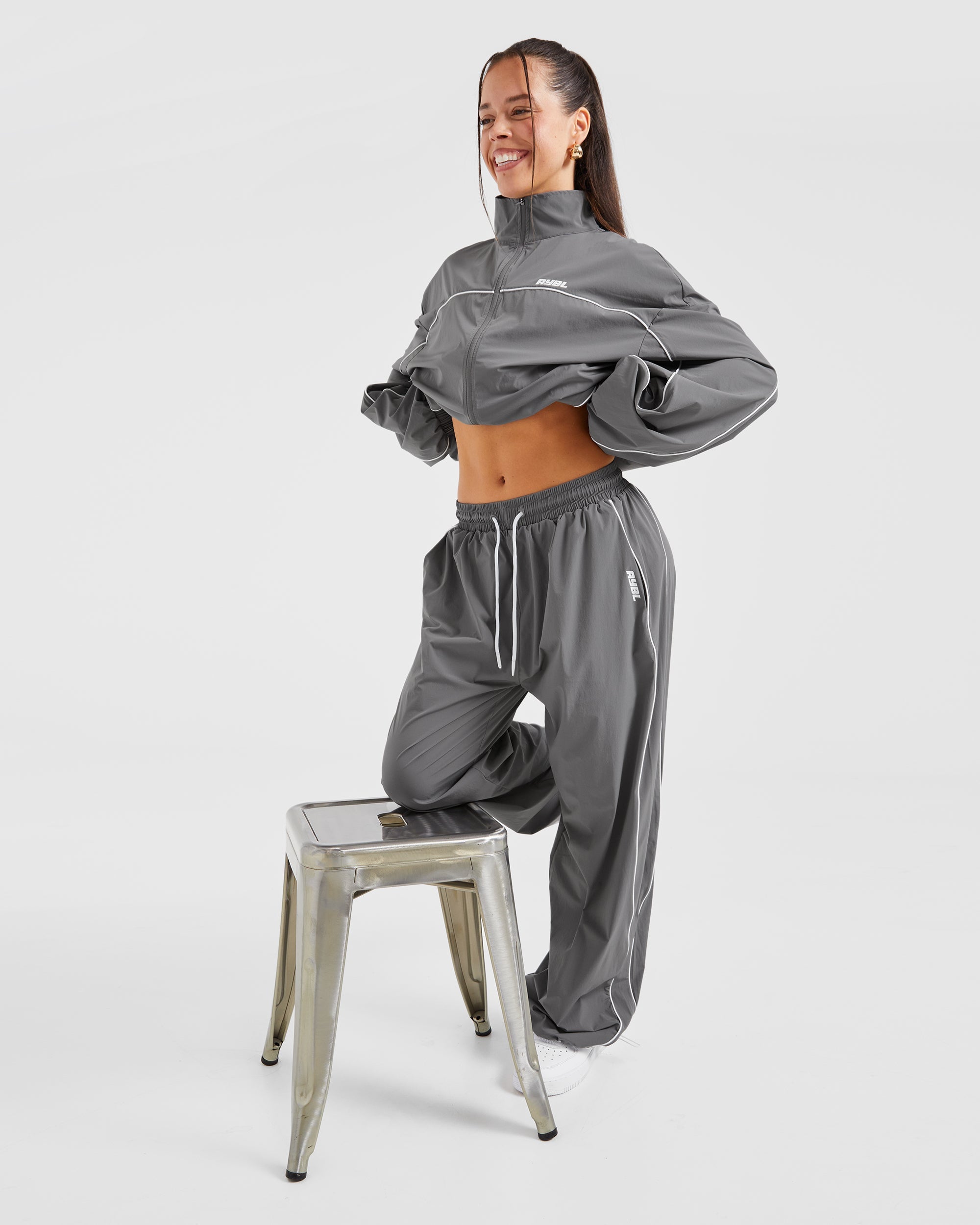 Justine Oversized Track Joggers - Grey