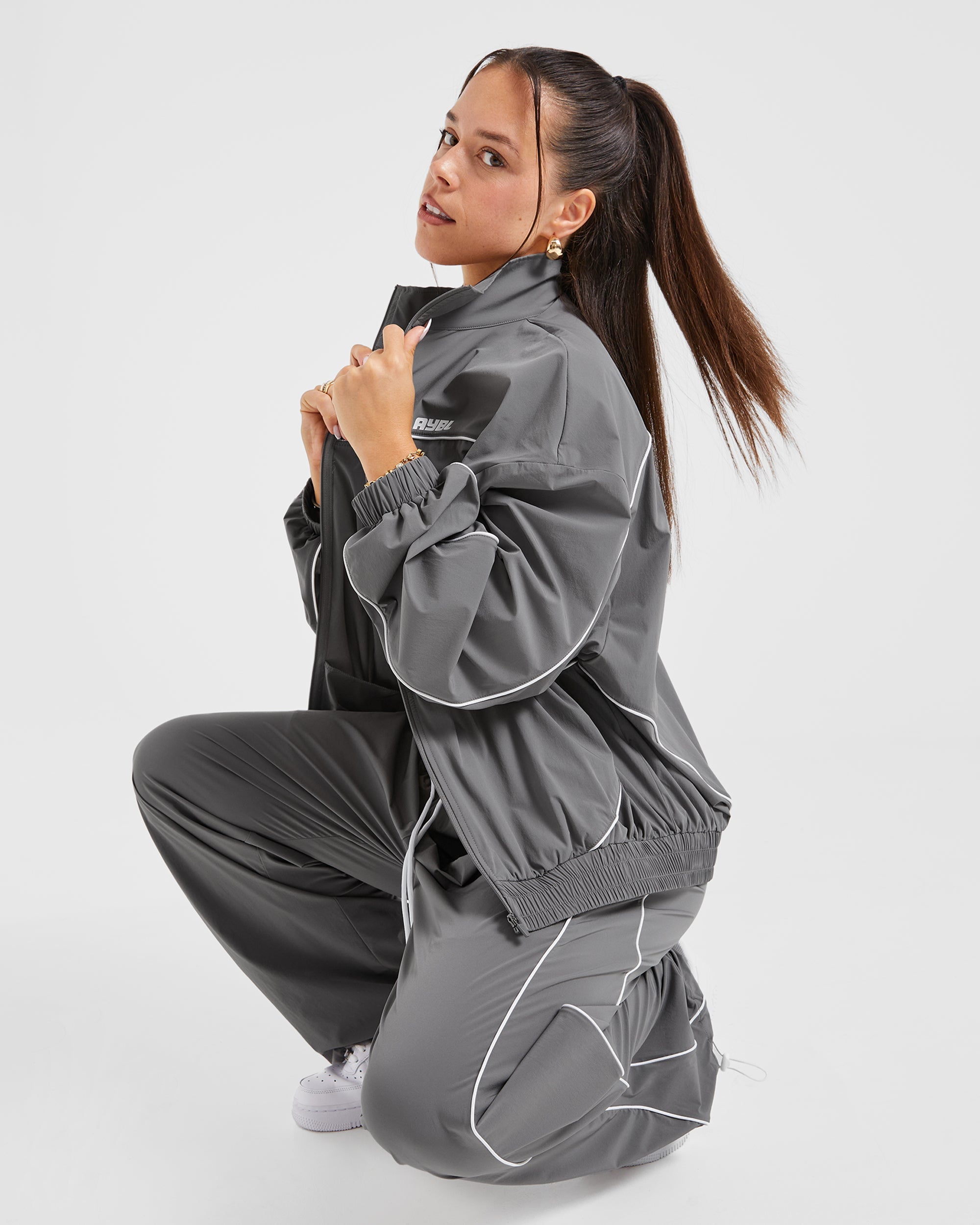 Justine Oversized Track Joggers - Grey