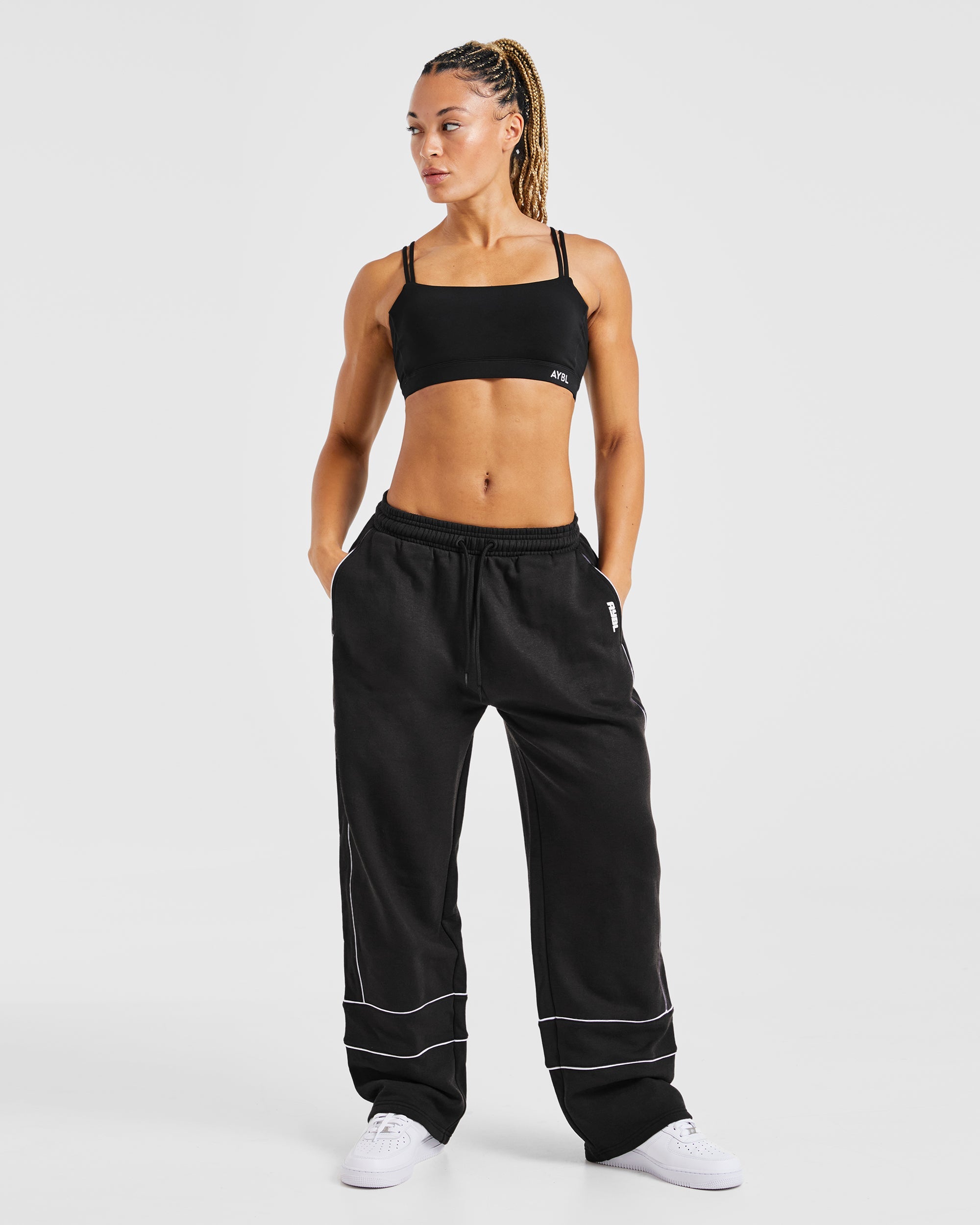 Justine Oversized Straight Leg Joggers - Washed Black