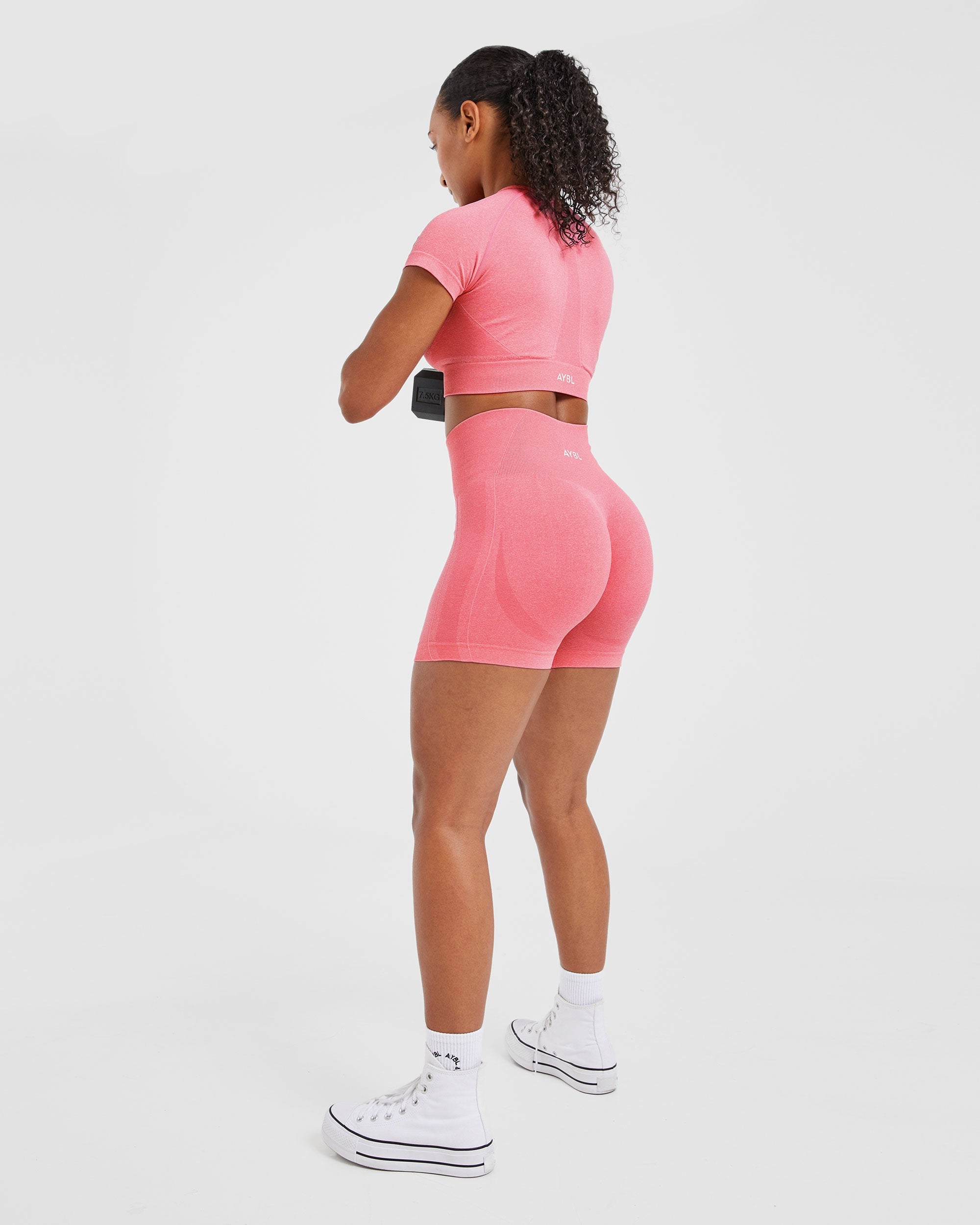 Nahtlose Empower-Shorts – Rosa meliert