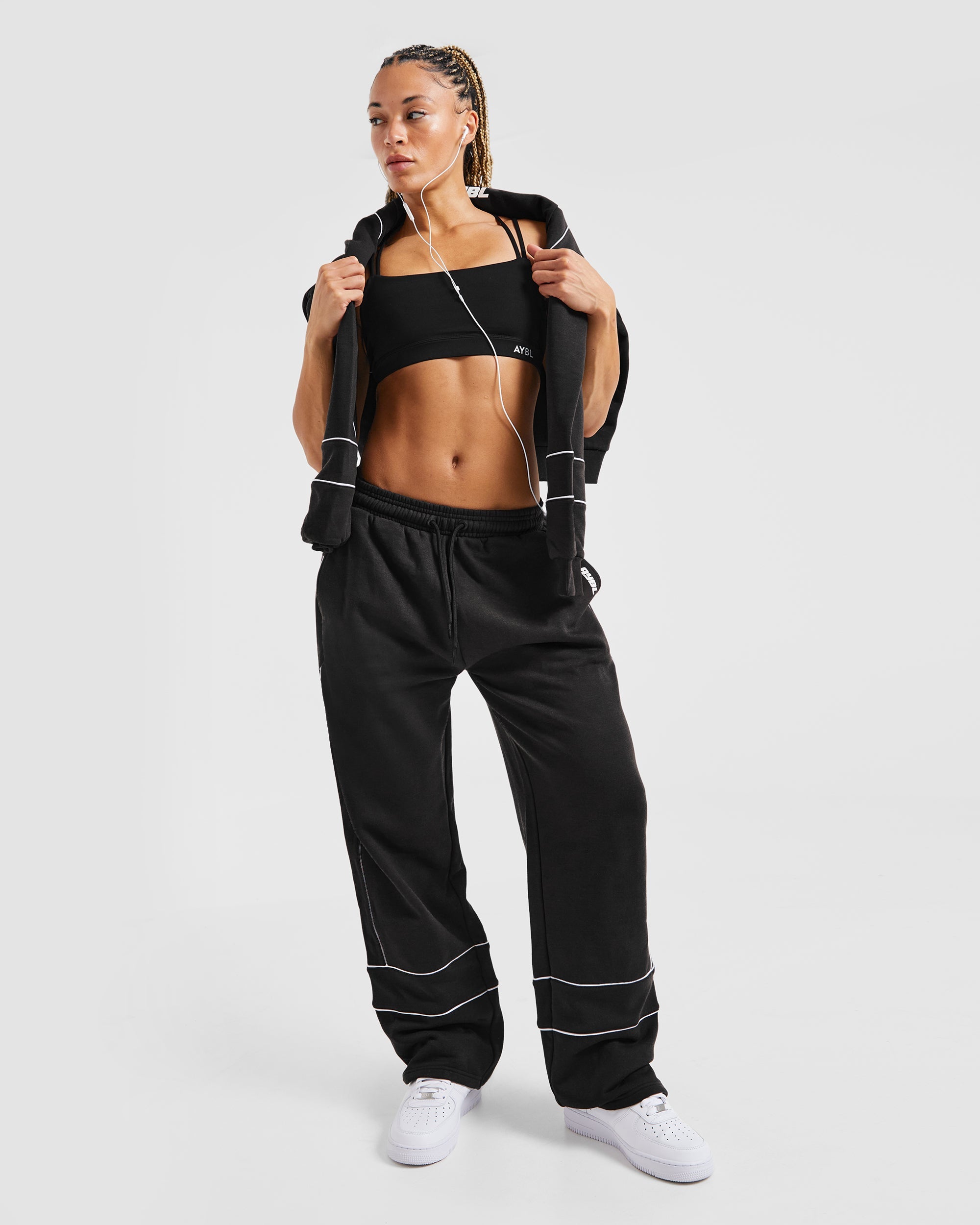 Justine Oversized Straight Leg Joggers - Washed Black