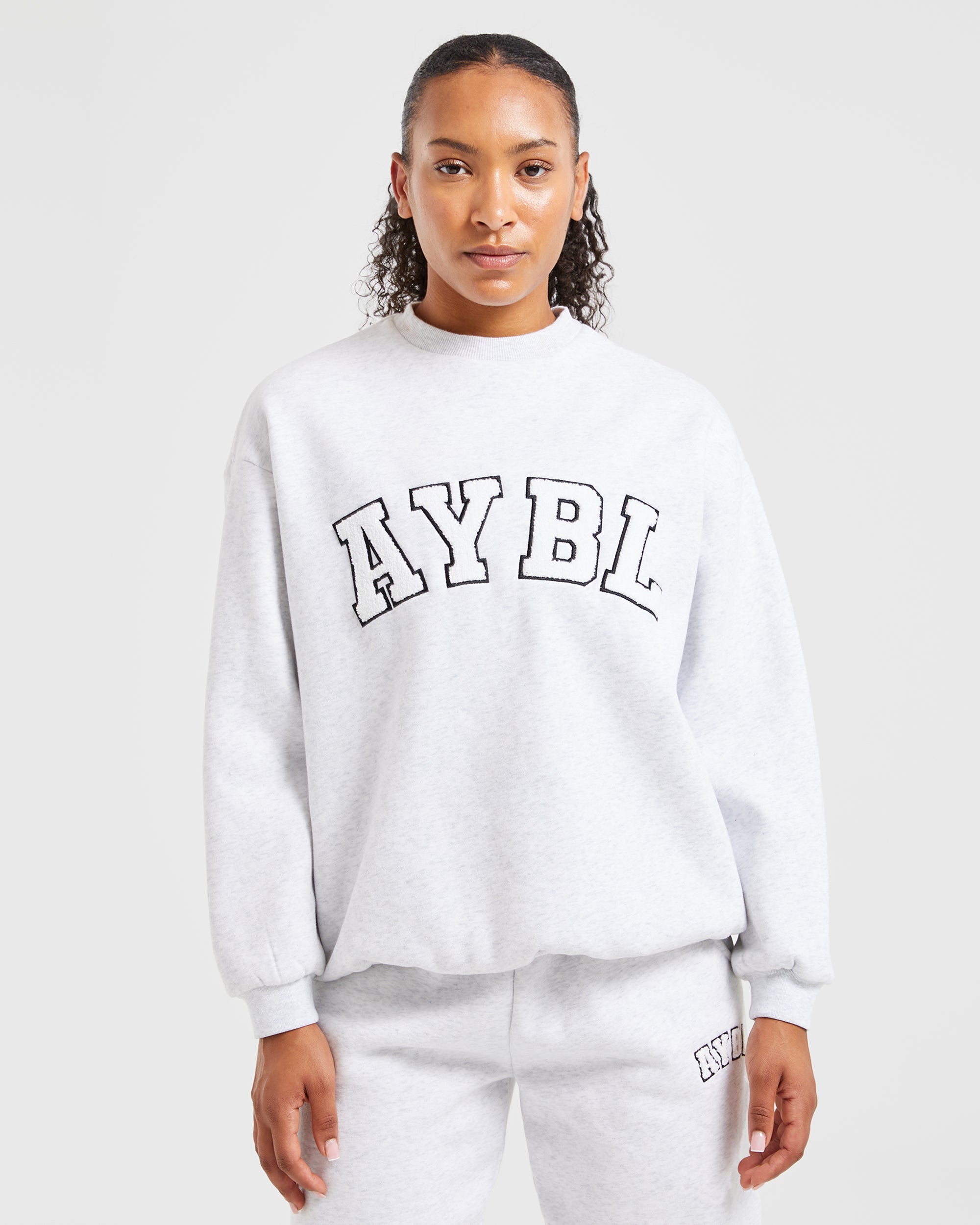 Übergroßes Varsity-Sweatshirt – Heather Grey