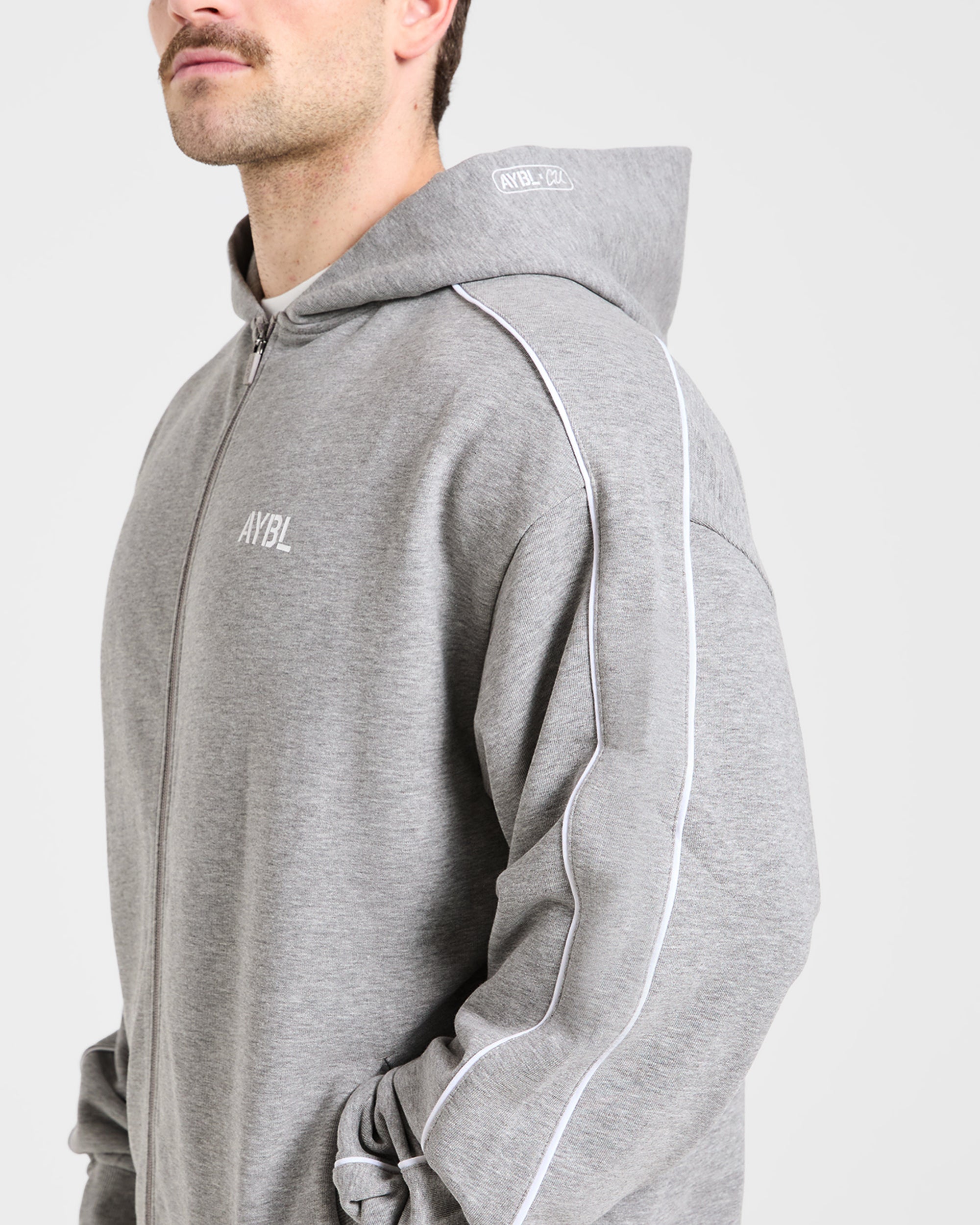 Cam Kissel x Oversized Full Zip Hoodie - Mid Marl Grey