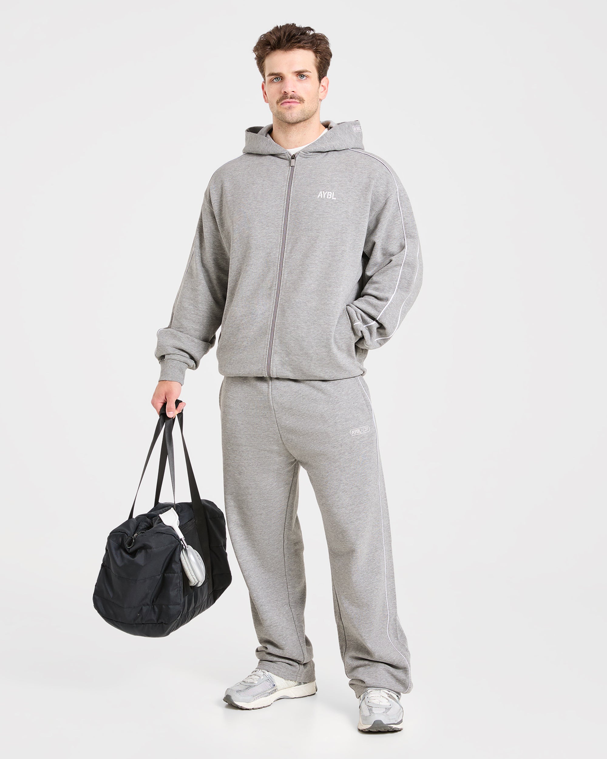 Cam Kissel x Oversized Full Zip Hoodie - Mid Marl Grey
