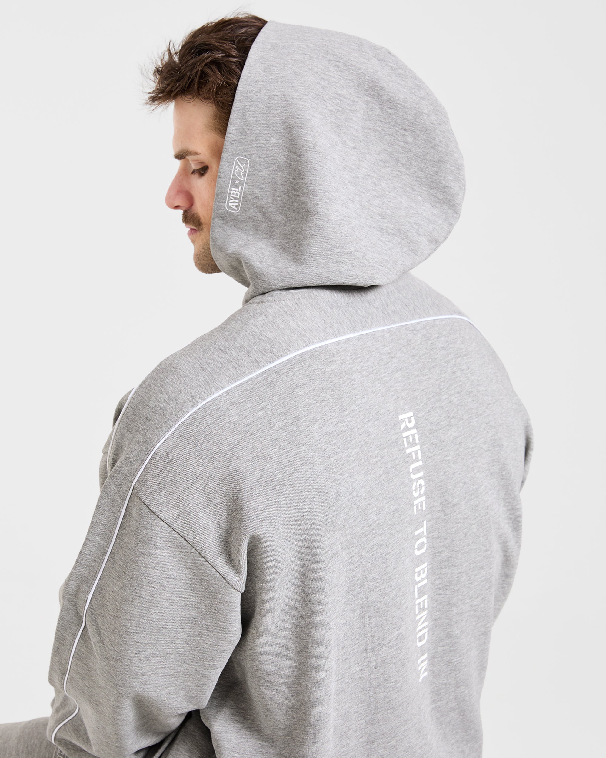 Cam Kissel x Oversized Full Zip Hoodie - Mid Marl Grey